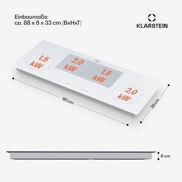 Klarstein Induktions-Kochfeld CP11-Deli90Slim-Hy.W CP11-Deli90Slim-Hy.W, Kochfelder Hob 4 Zonen Glaskeramik Touch