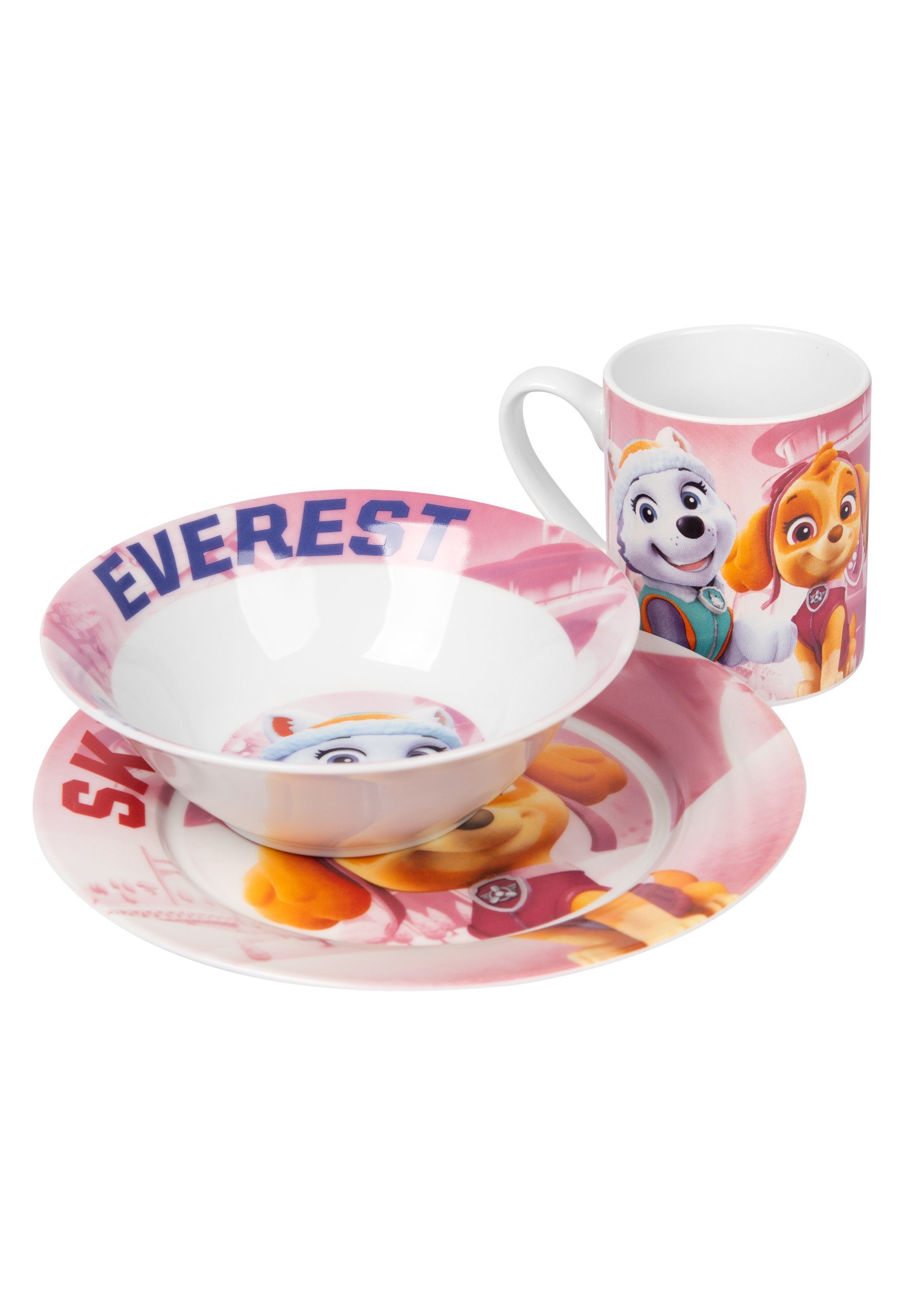 Frühstücksset - 3-tlg, Set Paw Frühstücks-Geschirrset Kinder Porzellan für United Geschirr Patrol Labels®