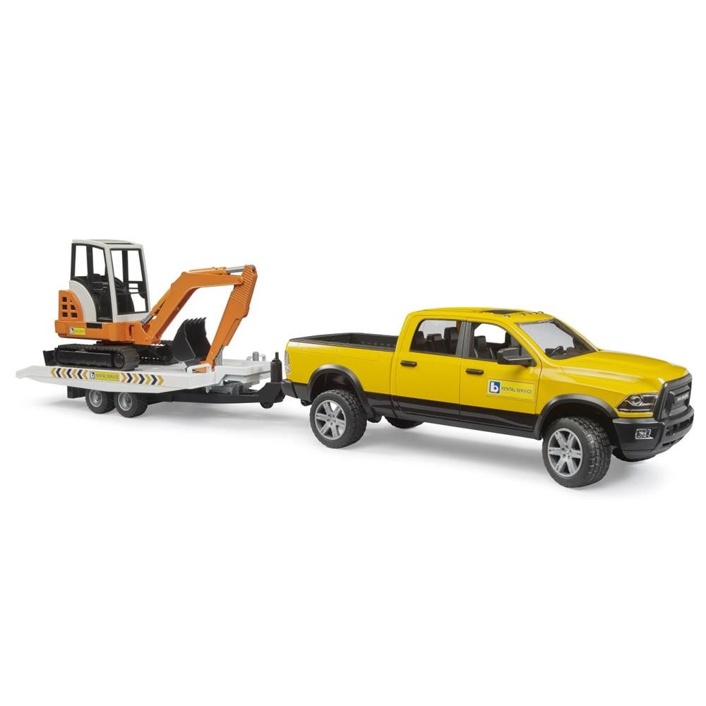 Bruder® Spielzeug-Auto Spielzeug-Bauset mit Pick-up, Anhänger und Minibagger, beweglicher Baggerarm, Türen zum Öffnen, Maßstab 1:16, ab 4 Jahren