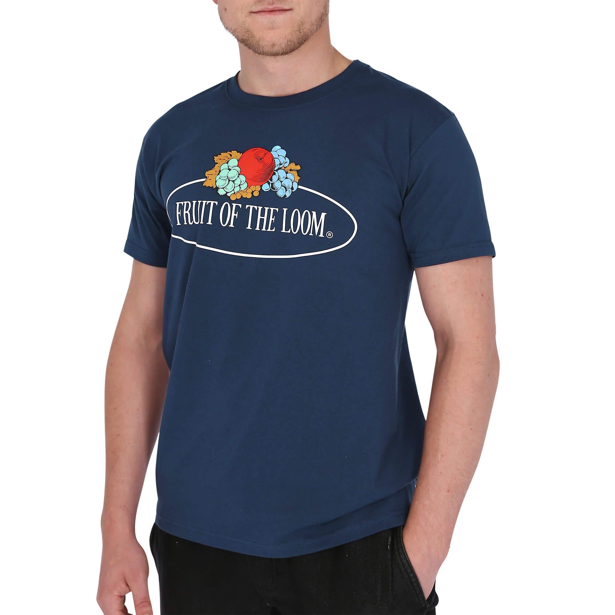 Rundhalsshirt of mit Loom of Loom the the Fruit Vintage Fruit Fruit T-Shirt the Loom navy of Logo