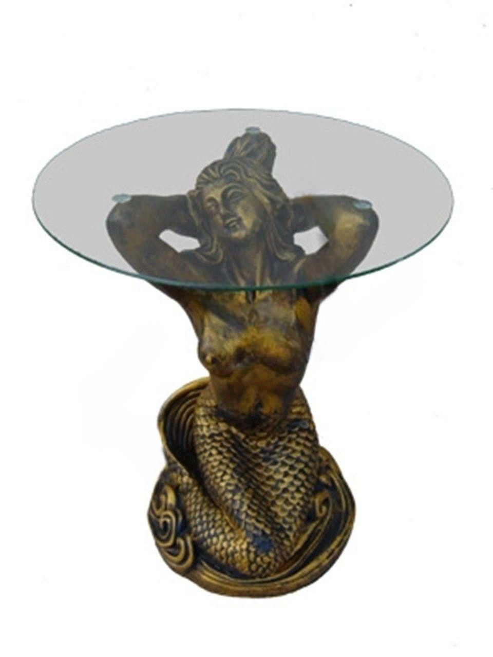 Couchtisch Glastisch mit dekorativer Statue für Wohnzimmer in modernem Design