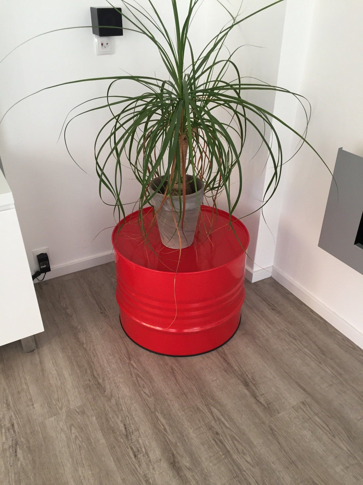 SRM Design Beistelltisch Fassmöbel Beistelltisch Tisch Fass Design Möbel Couchtisch Rot Ø 57cm