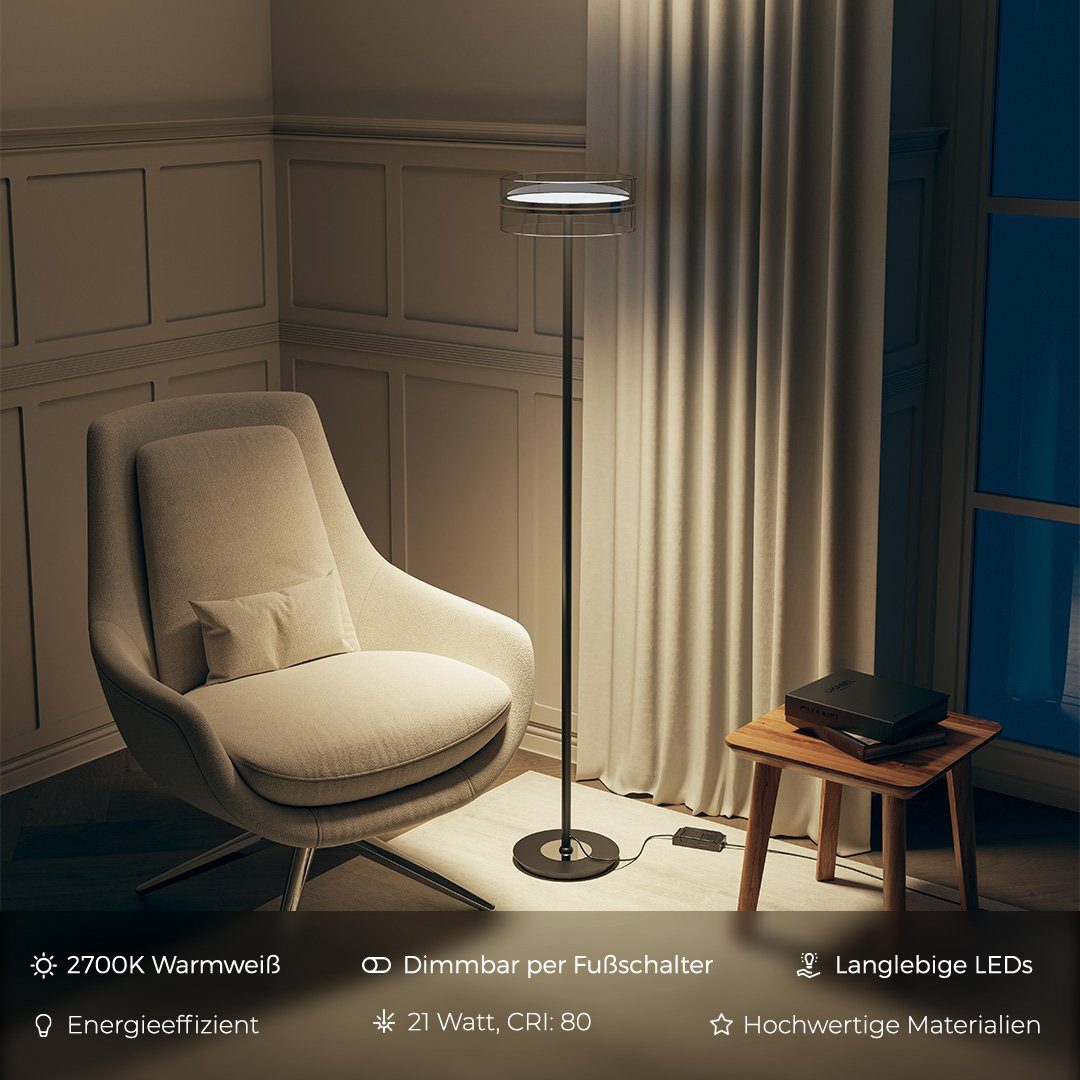 Neona LED Stehlampe THEIA Schwarz / Chrom, LED fest integriert, Warmweiß günstig online kaufen