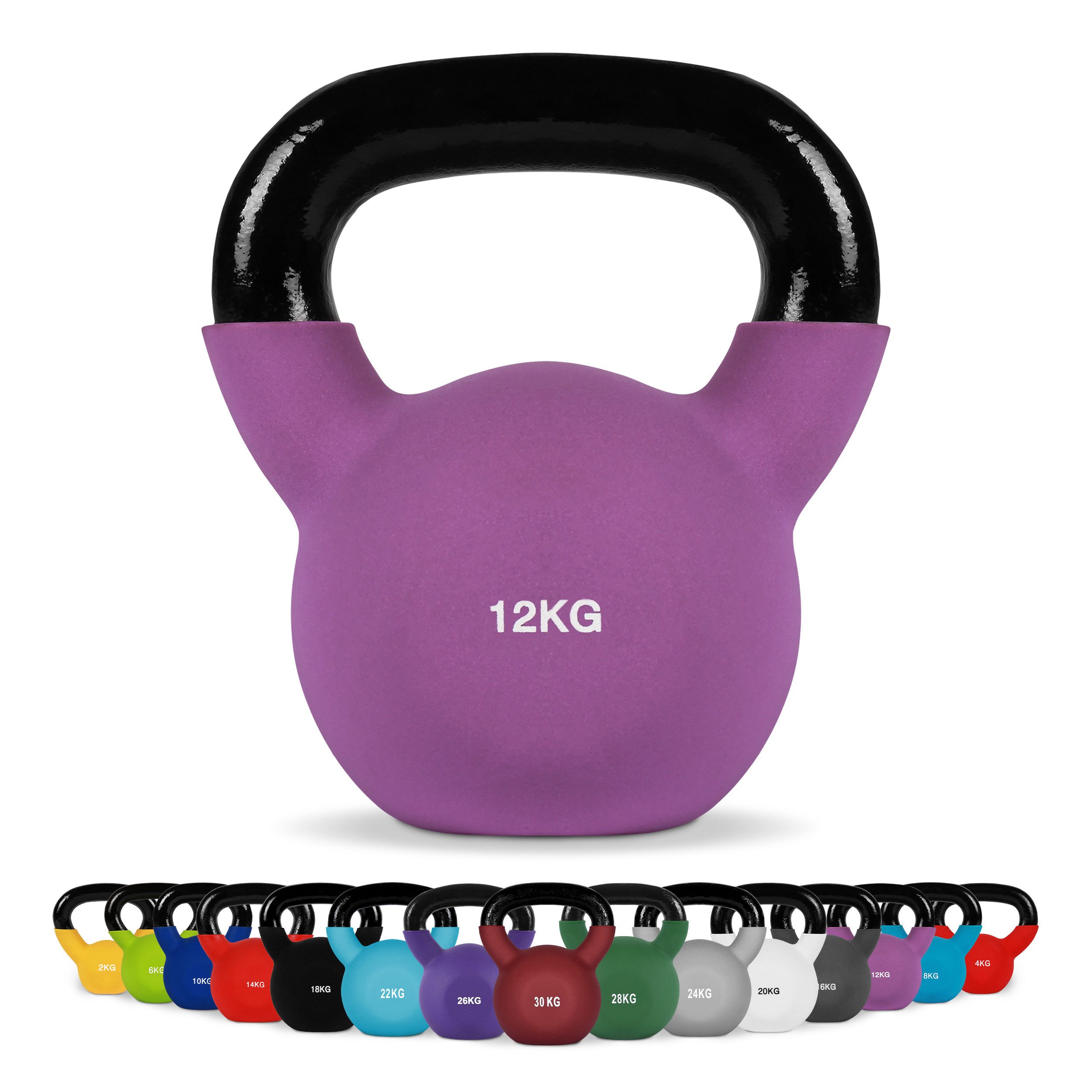 MSports® Kettlebell Kettlebell Professional Neopren 2 – 30 kg inkl. Übungsposter