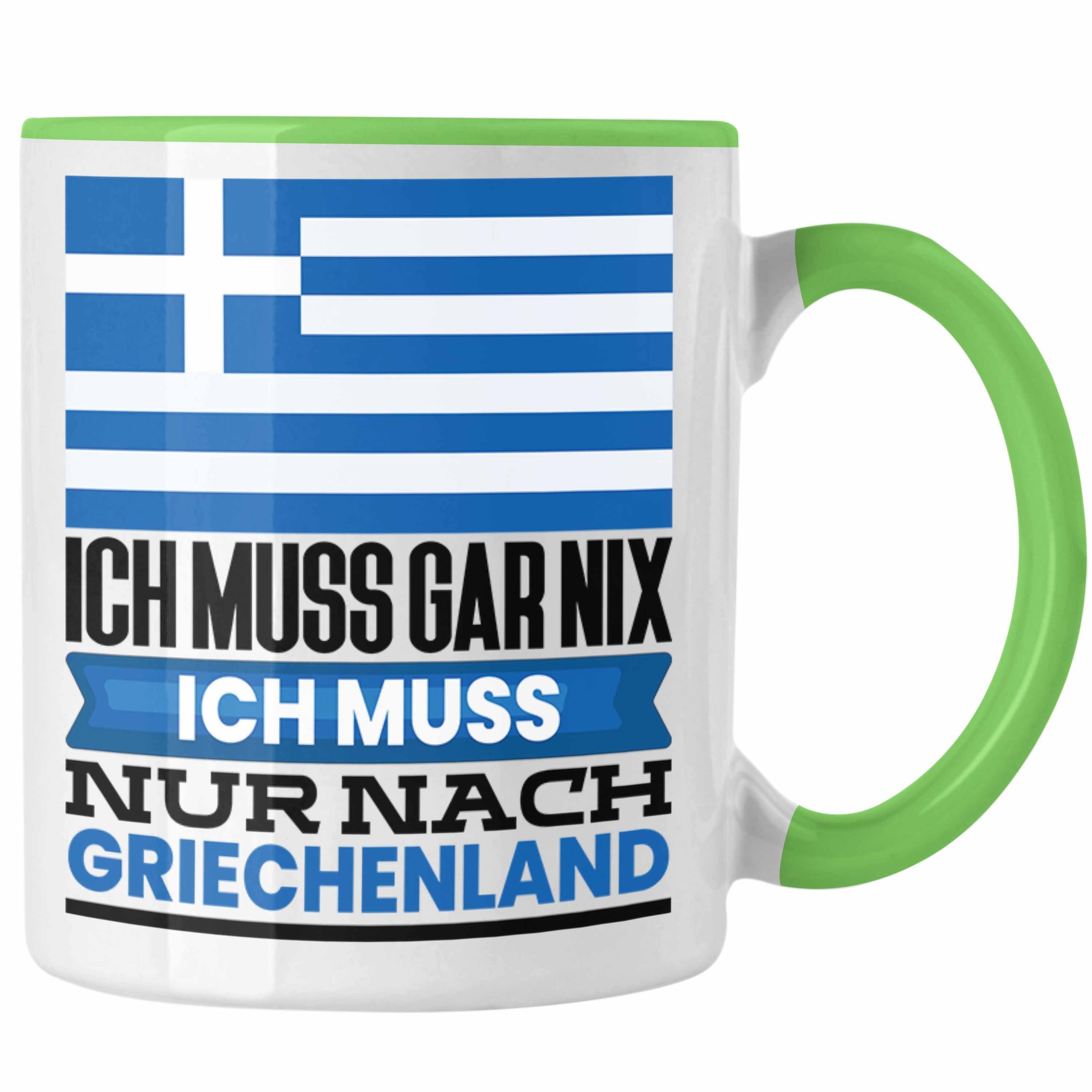 Trendation Tasse Griechenland Tasse Geschenk für Griechen Geburtstag Urlaub Geschenkide Grün