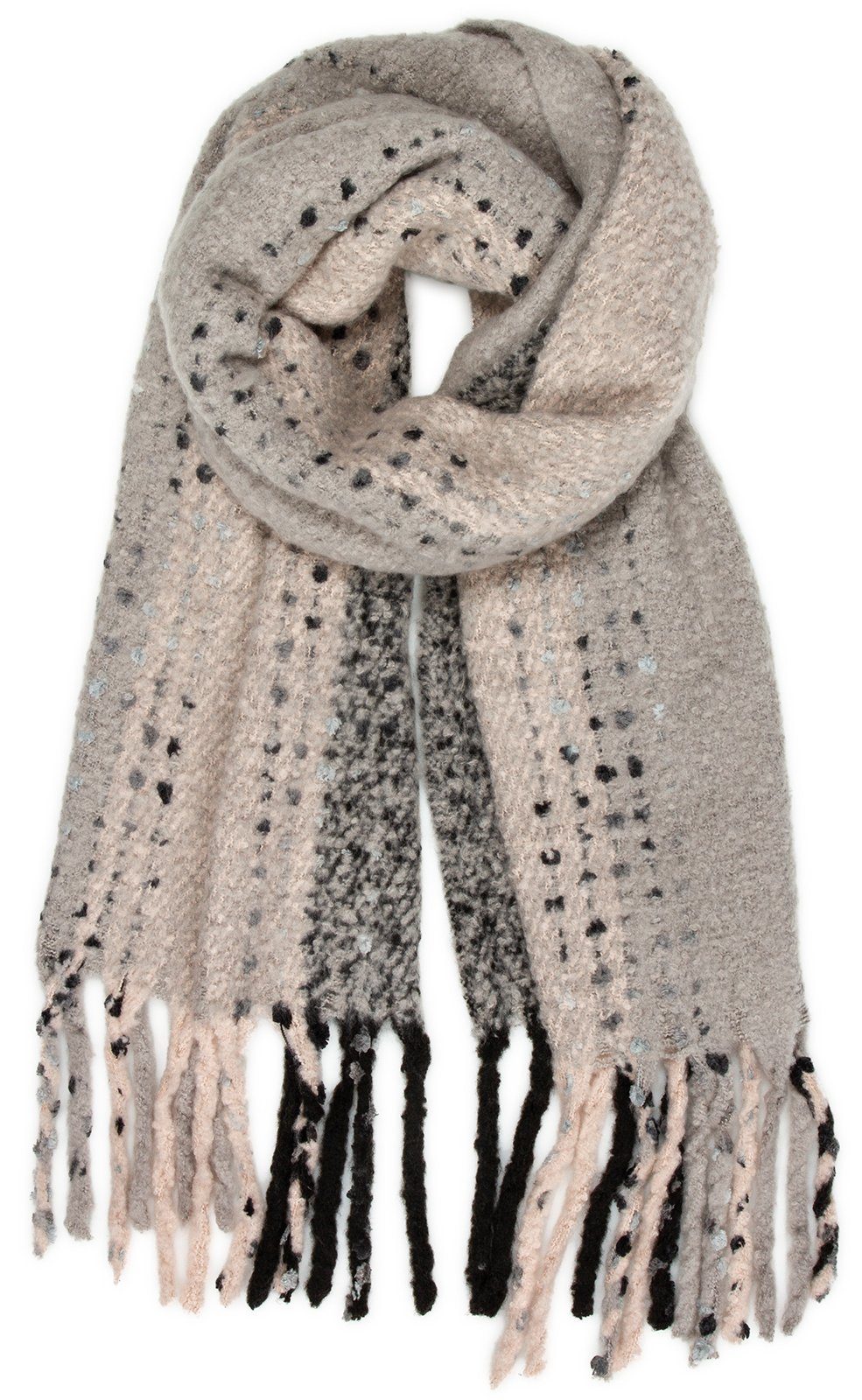Modeschal Caspar SC486 Damen XXL Fransen Streifen Schal