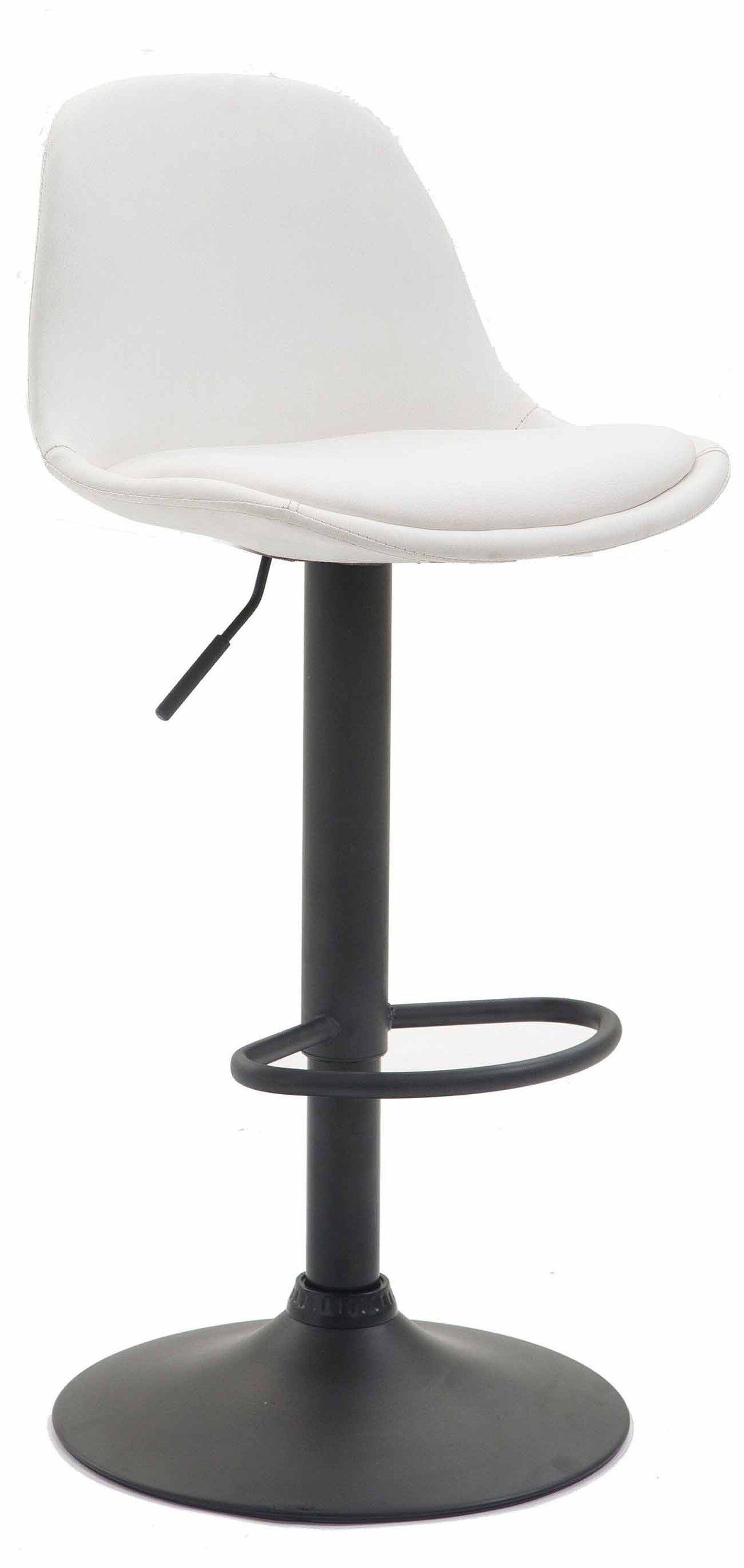 TPFLiving Barhocker (Barstuhl bequemer Gestell mit Theke Sitzfläche: angenehmer drehbar Weiß für und - & Kunstleder und Fußstütze Hocker Kilian - Metall Küche 360° höhenverstellbar), schwarz Rückenlehne