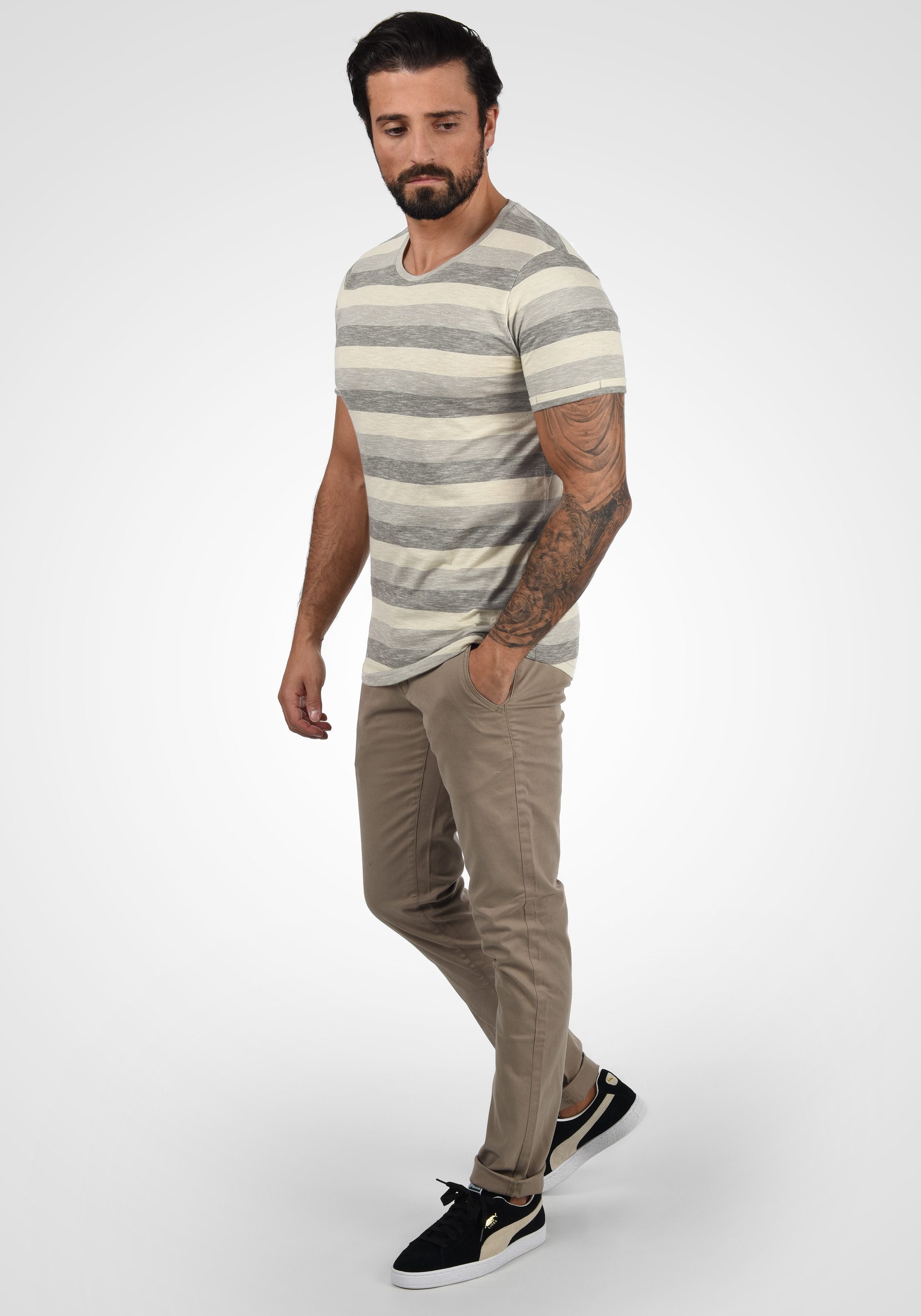 !Solid Rundhalsshirt SDThicco Kurzarmshirt mit Streifen