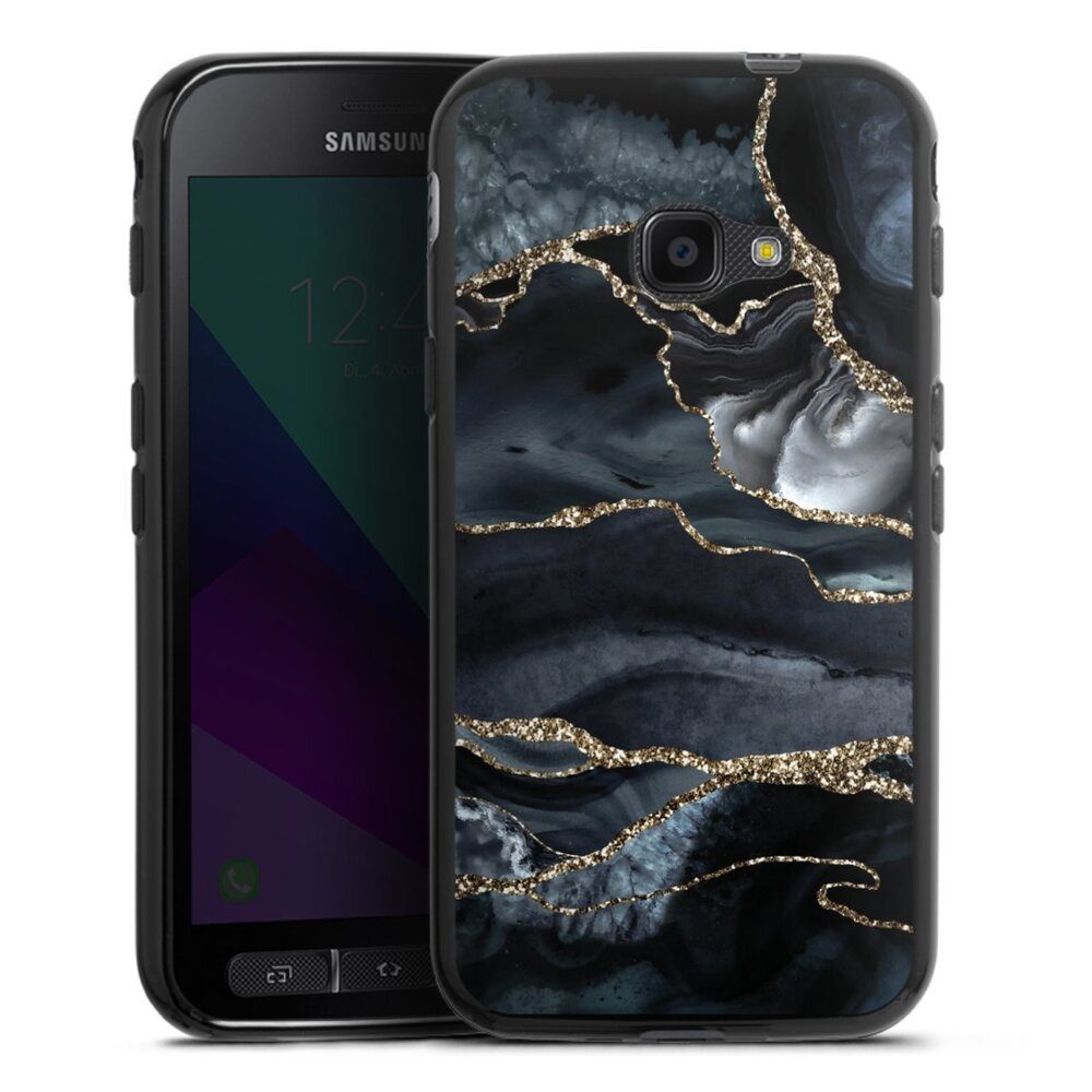 DeinDesign Handyhülle Glitzer Look Marmor Trends Dark marble gold Glitter  look, Samsung Galaxy Xcover 4 Silikon Hülle Bumper Case Handy Schutzhülle