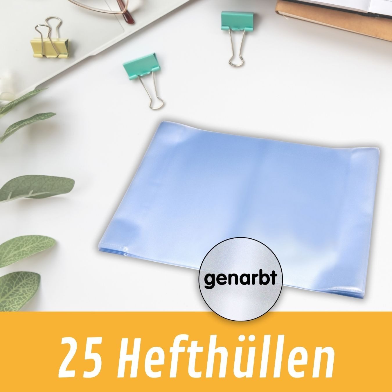 perfect line Schulheft 25 Hefthüllen DIN A4, genarbt transparent, 90 my, PP, dokumentenecht, säurefrei, Made in EU