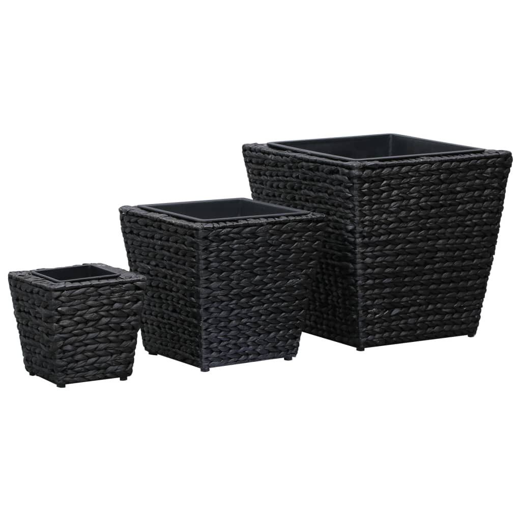 vidaXL Blumentopf Blumenkübel 3 Stk. Wasserhyazinthe Schwarz (3 St)