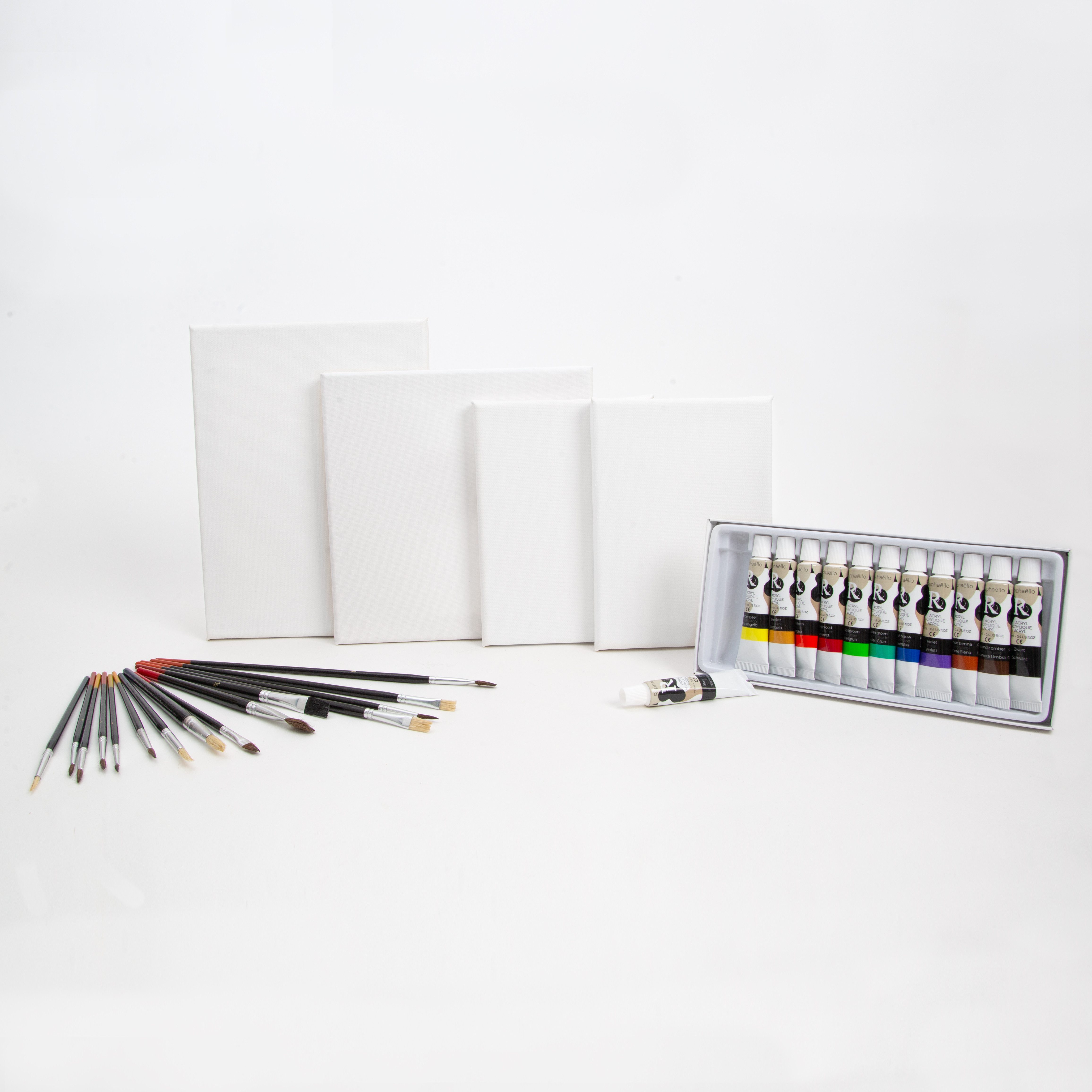 Wackadoo Living Leinwand "Starter-Set", FSC® Holz Leinwand, 380g/m², 3x grundiert, mit Pinsel und Acrylfarben