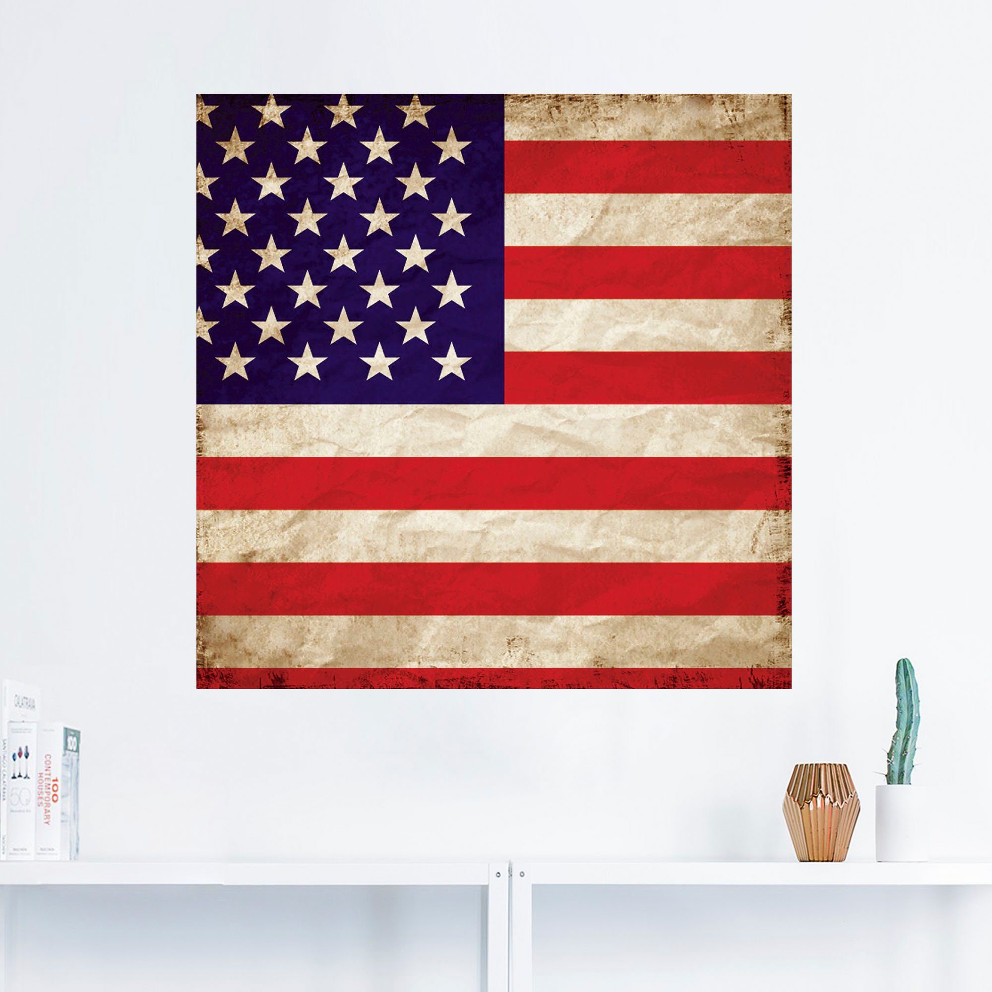 Artland Wandbild USA Amerikanische Flagge, oder in Größen versch. Zeichen Wandaufkleber Alubild, Leinwandbild, Poster (1 als St)