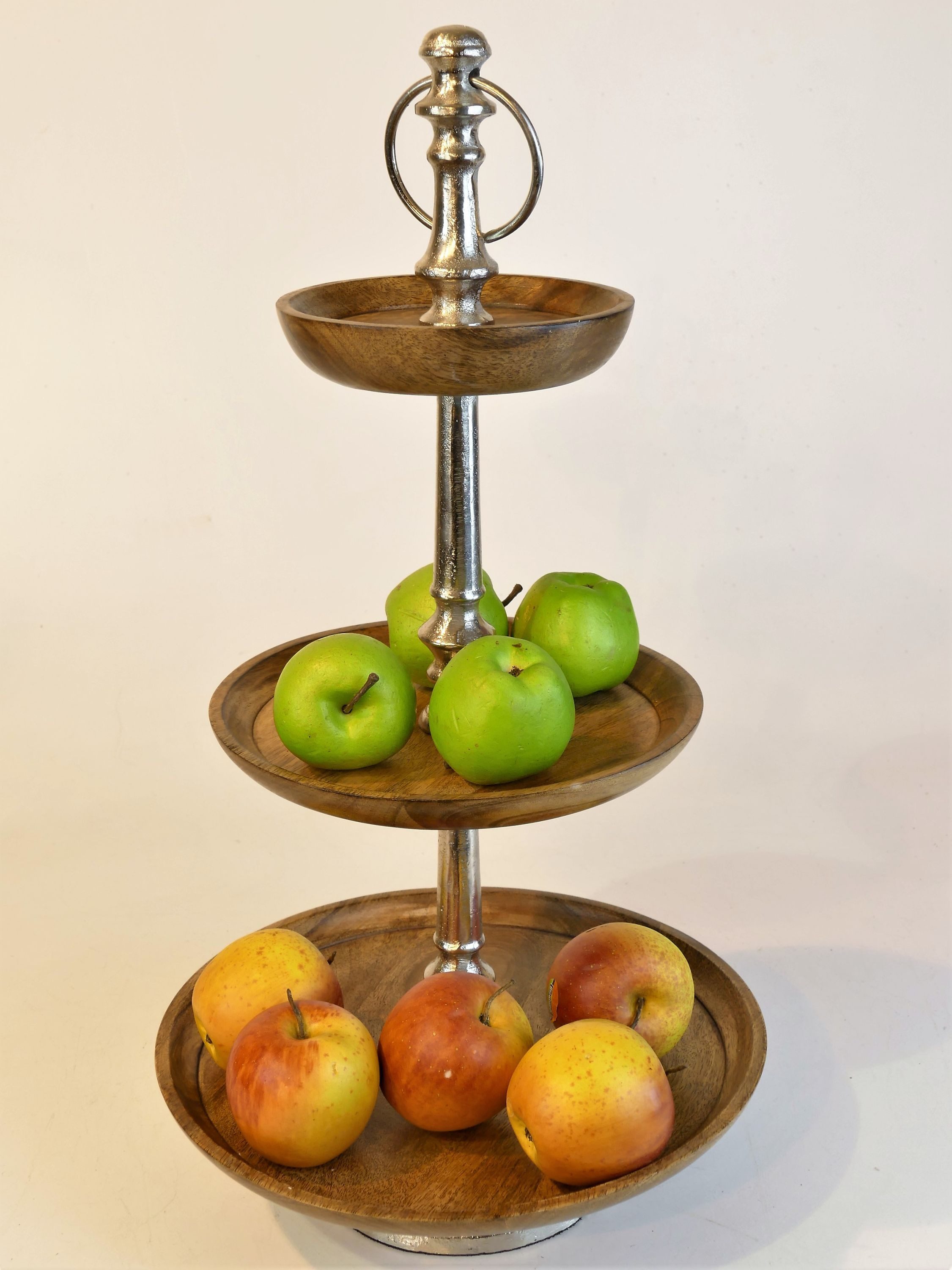 ARTRA Dekoschale Etagere "Ella" aus Mango-Holz silber braun Holz Metall Ser günstig online kaufen