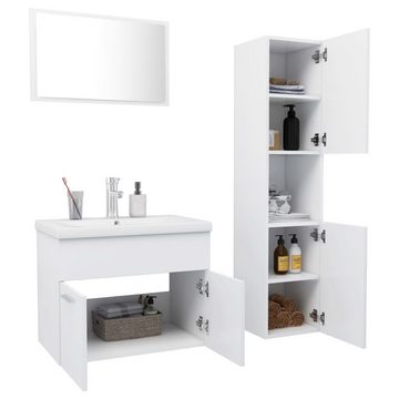 vidaXL Badezimmer-Set Badmöbel-Set Weiß Holzwerkstoff, (1-St)