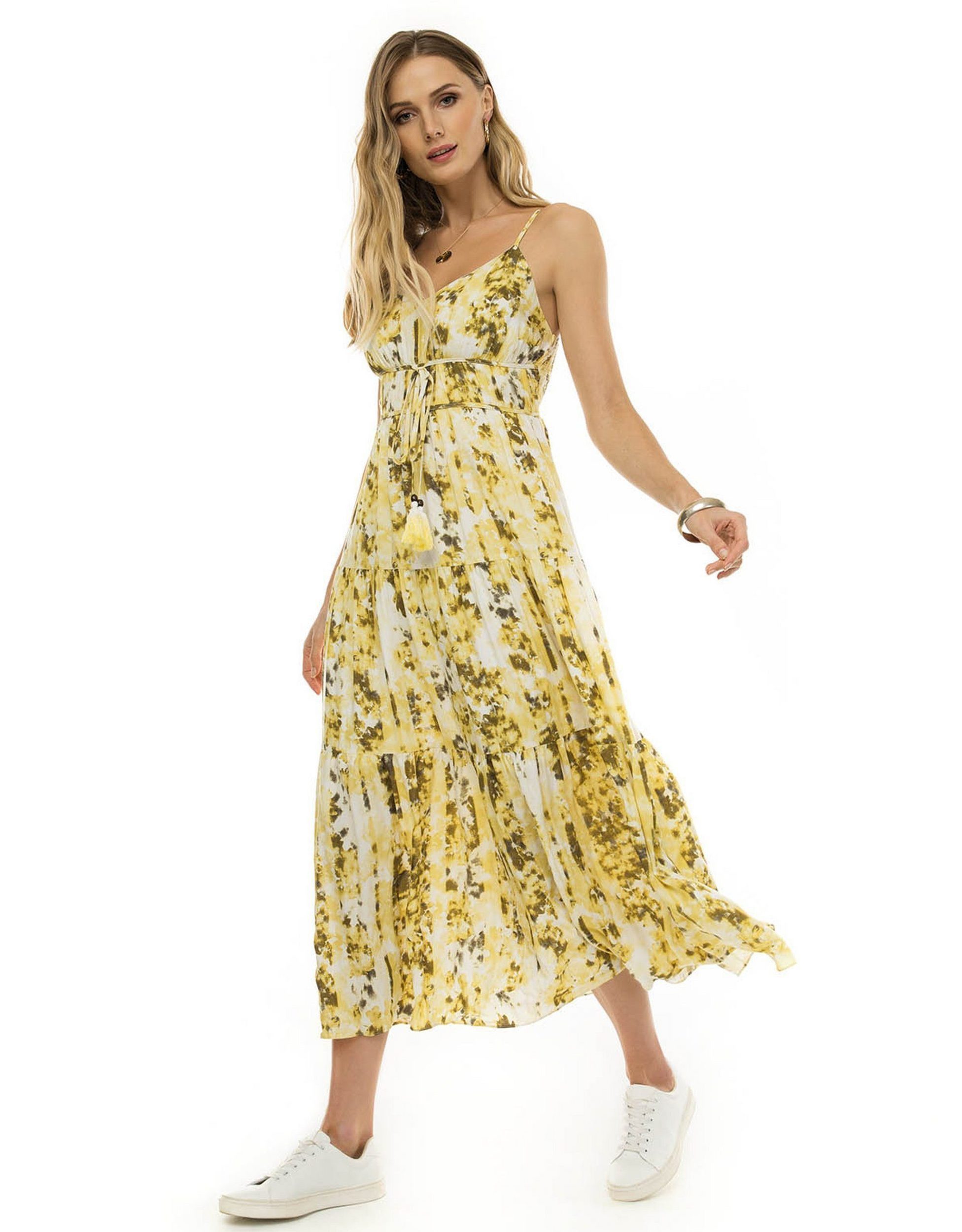 Passioni Druckkleid mit sommerlichen Batikprint casual