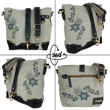 Domelo Trachtentasche Trachtentasche Canvas Dirndl Umhängetasche, Oktoberfest Crossbody, mit Kuhfell