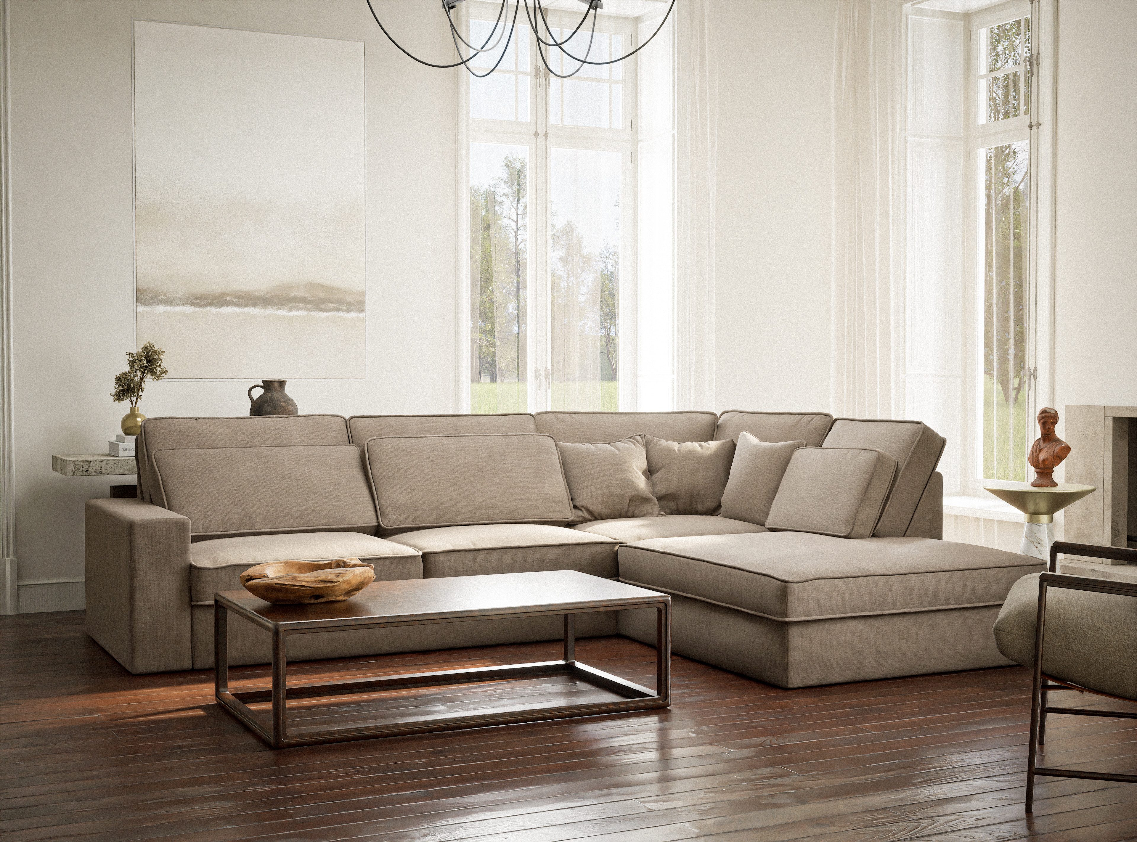 Maison de Rêve Ecksofa Kirou, L-Form Sofa, bequemes Ecksofa mit viele Rückenkissen, Eckcouch