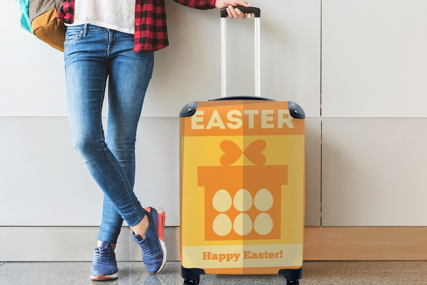 - Rollen, Zitate Reisetasche Frohe Geschenk Ostern! Handgepäck 4 rollen, - Ferien, Reisekoffer Handgepäckkoffer Ostern, - mit für Ostern MuchoWow Trolley, -