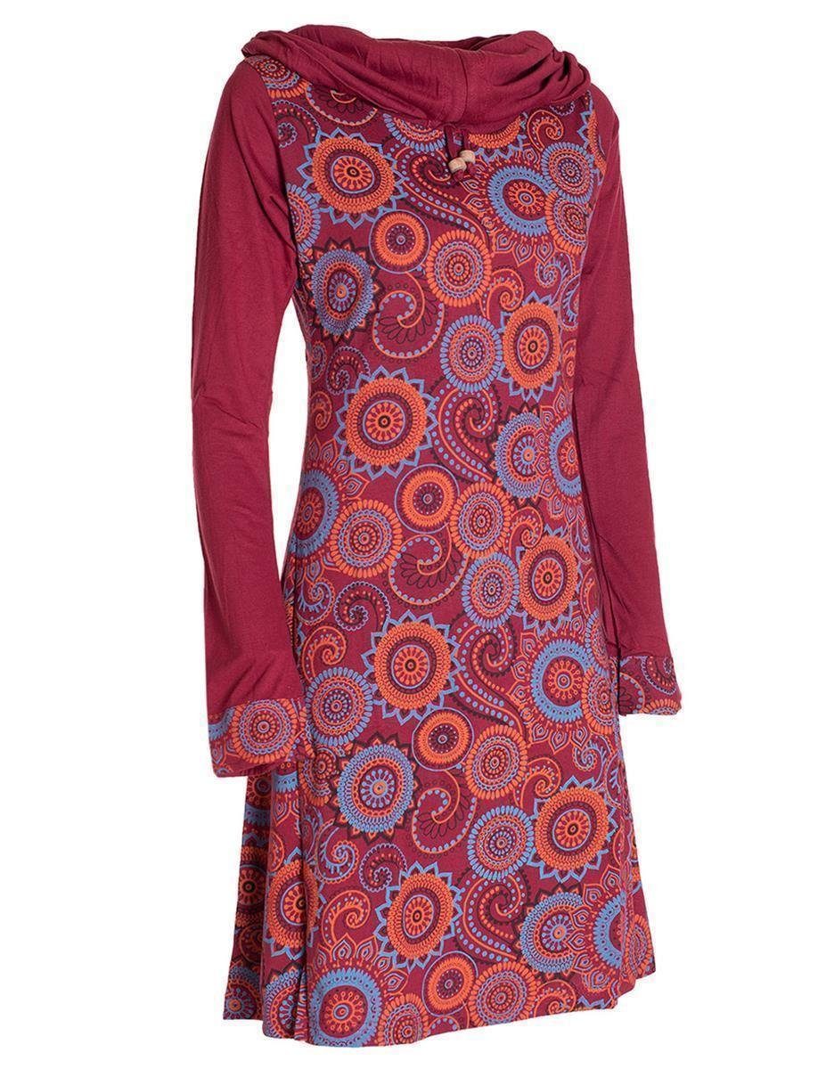 Vishes Jerseykleid Langarm Kleid Schal-Kleid Winterkleider Baumwollkleid Hippie, Goa, Ethno Style