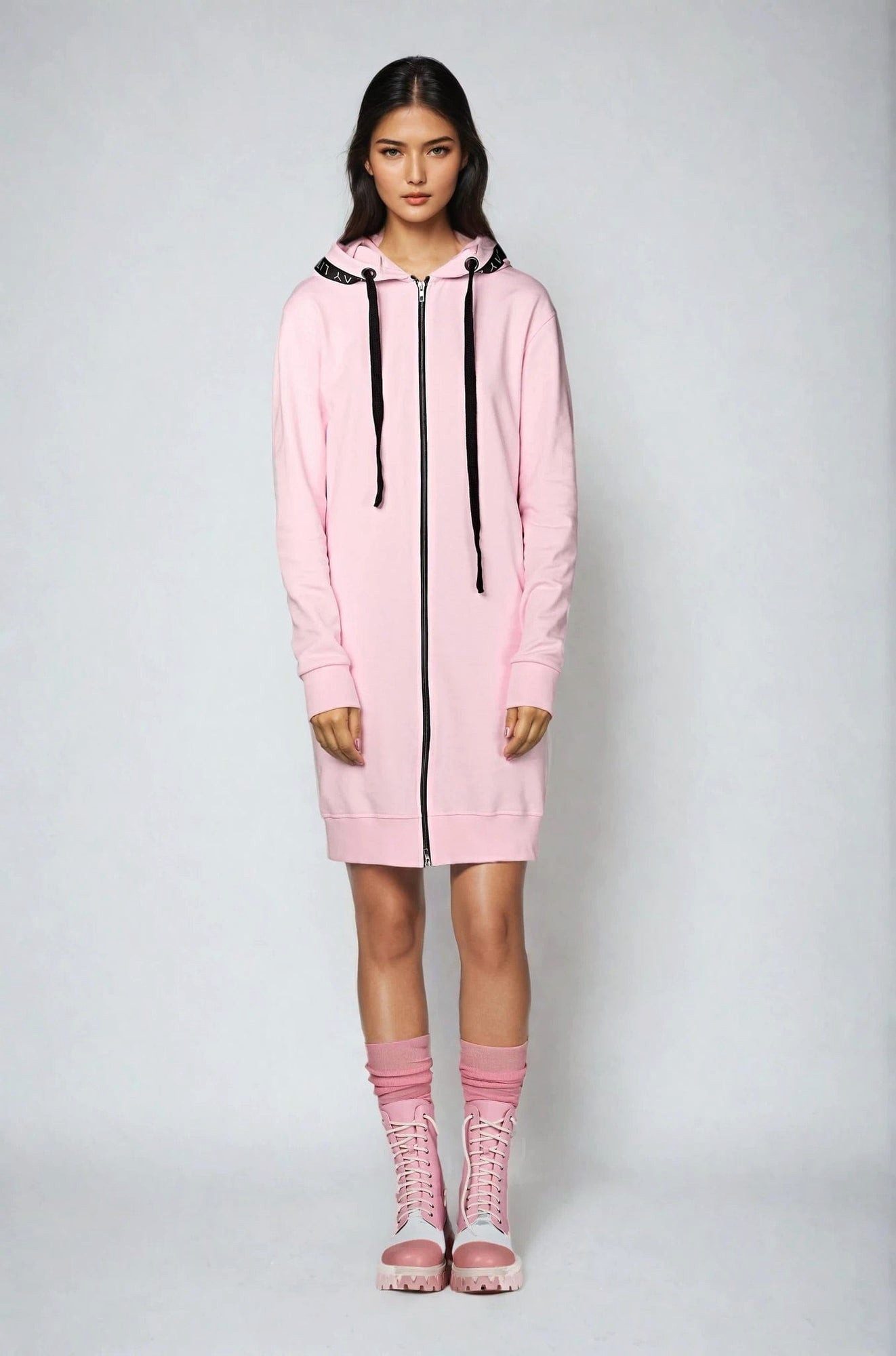 ILAY Lit Jerseymantel Hoodie Coat Midi Rosa