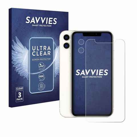 Savvies Schutzfolie für Apple iPhone 11 (Display+Kamera), Displayschutzfolie, 6 Stück, Folie klar