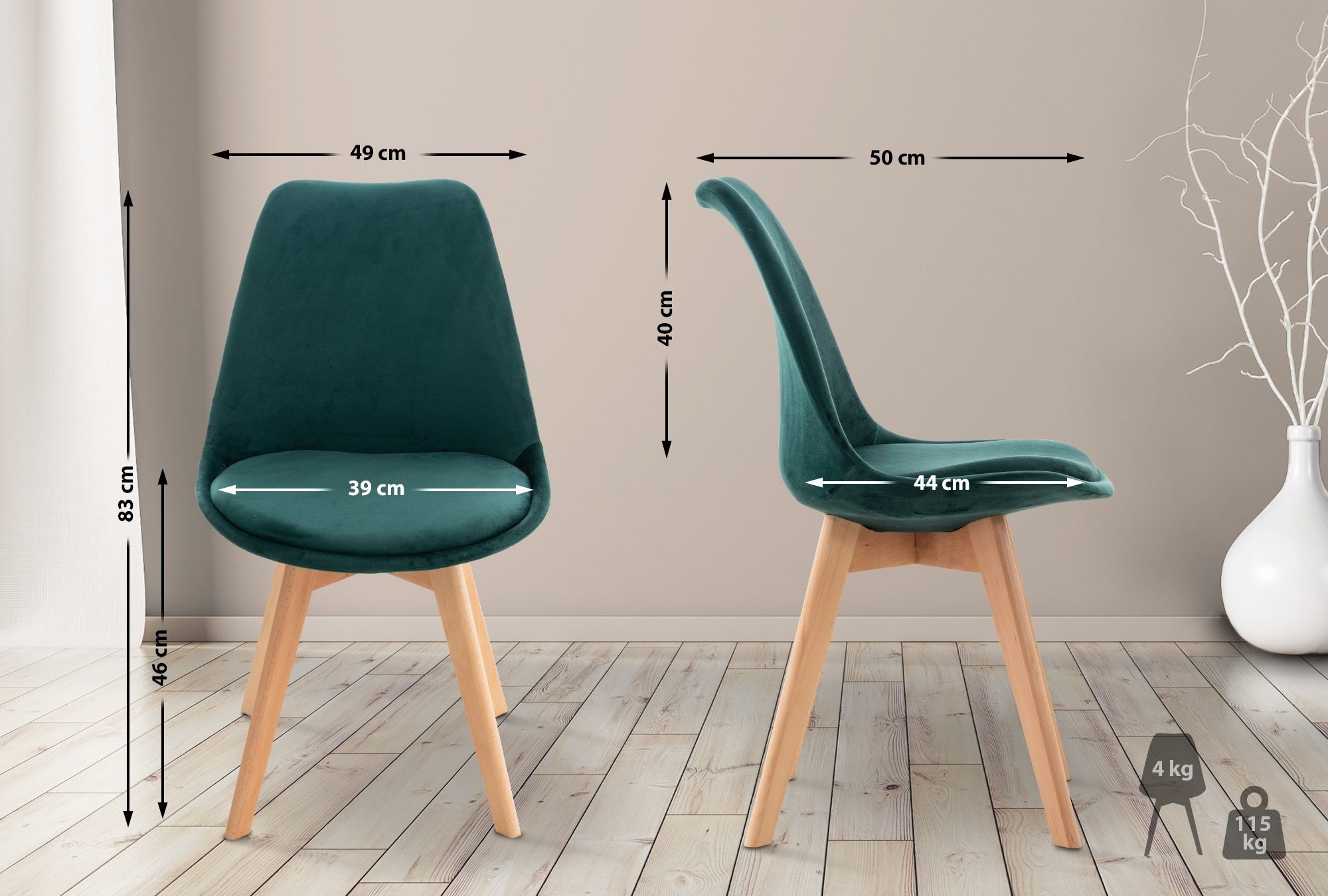 CLP Küchenstuhl Linares, mit Rückenlehne und Holzbeinen günstig online kaufen