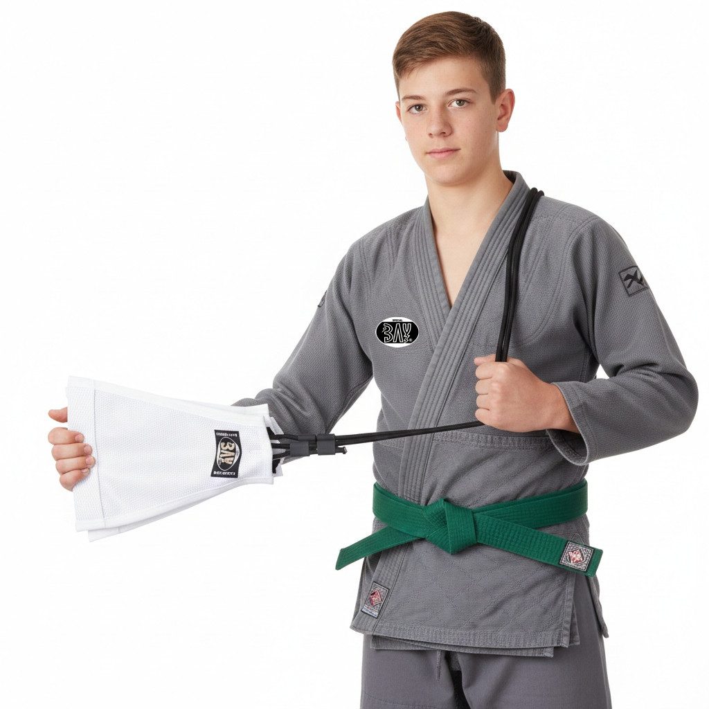 BAY-Sports Expander Uchi Komi WEISS Elastikband Grifftraining Zugseil Anzugstoff Judo MMA, Griffkraft Training Judo MMA Krav Maga Ju Jutsu Jiu Jitsu Grappling