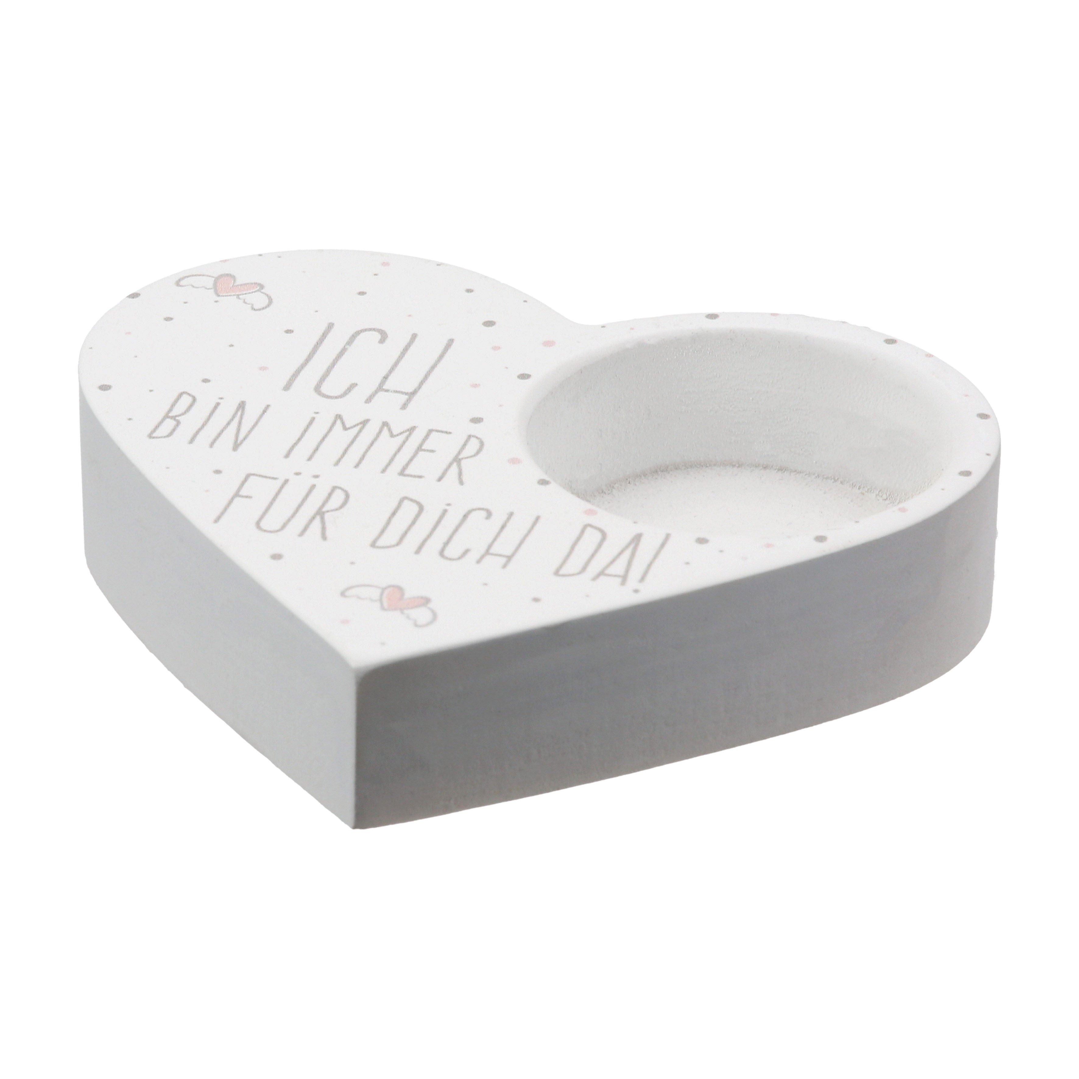 GILDE Kerzenhalter Teelichthalter " Herzchen " aus Gips mit Spruch von Gilde - Geschenk L