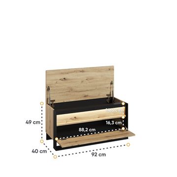 Compleo Garderoben-Set LIMA (Schrank, Schuhschrank, 2x Kleiderbügel, Spiegel, Kommode), Modern Set mit LED-Beleuchtung