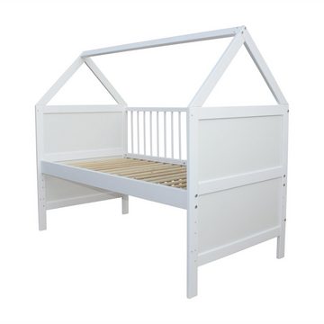 Micoland Kinderbett Babybett Kinderbett Juniorbett Bett Haus 140x70 cm umbaubar weiß