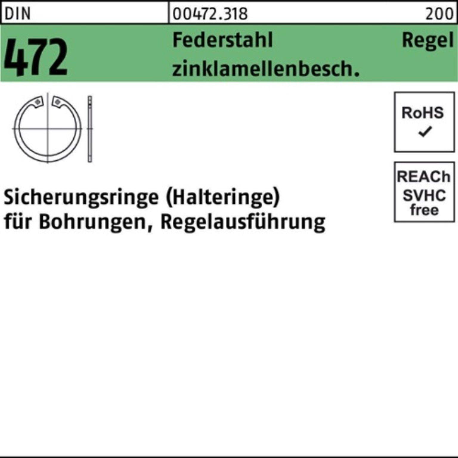 Reyher Sicherungsring 1000er Pack Sicherungsring DIN 472 25x 1,2 Federstahl zinklamellenb. R