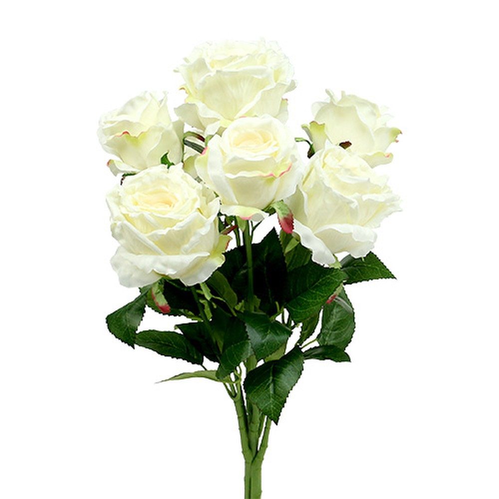Kunstblume Rosenstrauß Weiß Creme 55cm Hochzeit Dekoration, Florists Products, Höhe 22 cm