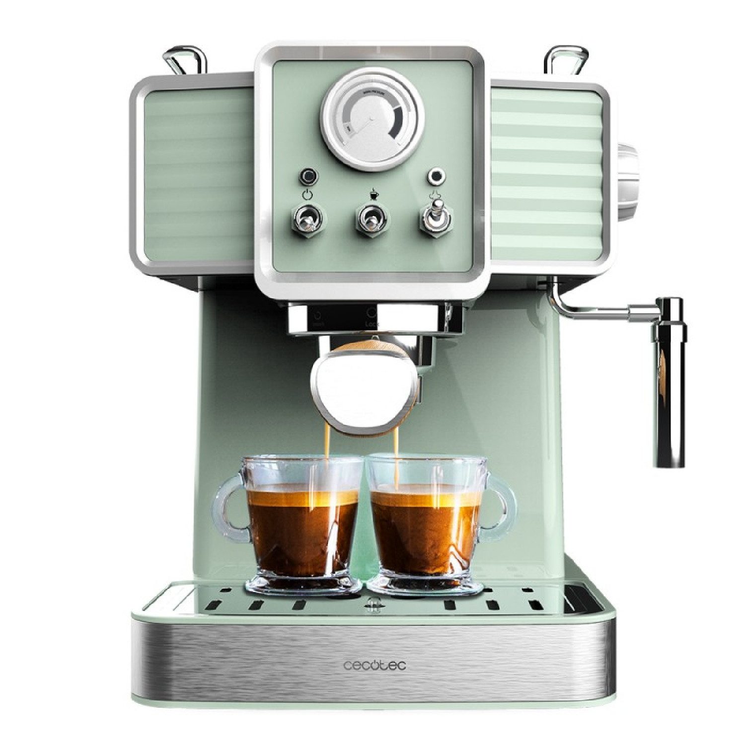 Cecotec Espressomaschine, 1.5l Kaffeekanne, Power Espresso 20 Tradizionale Light Green