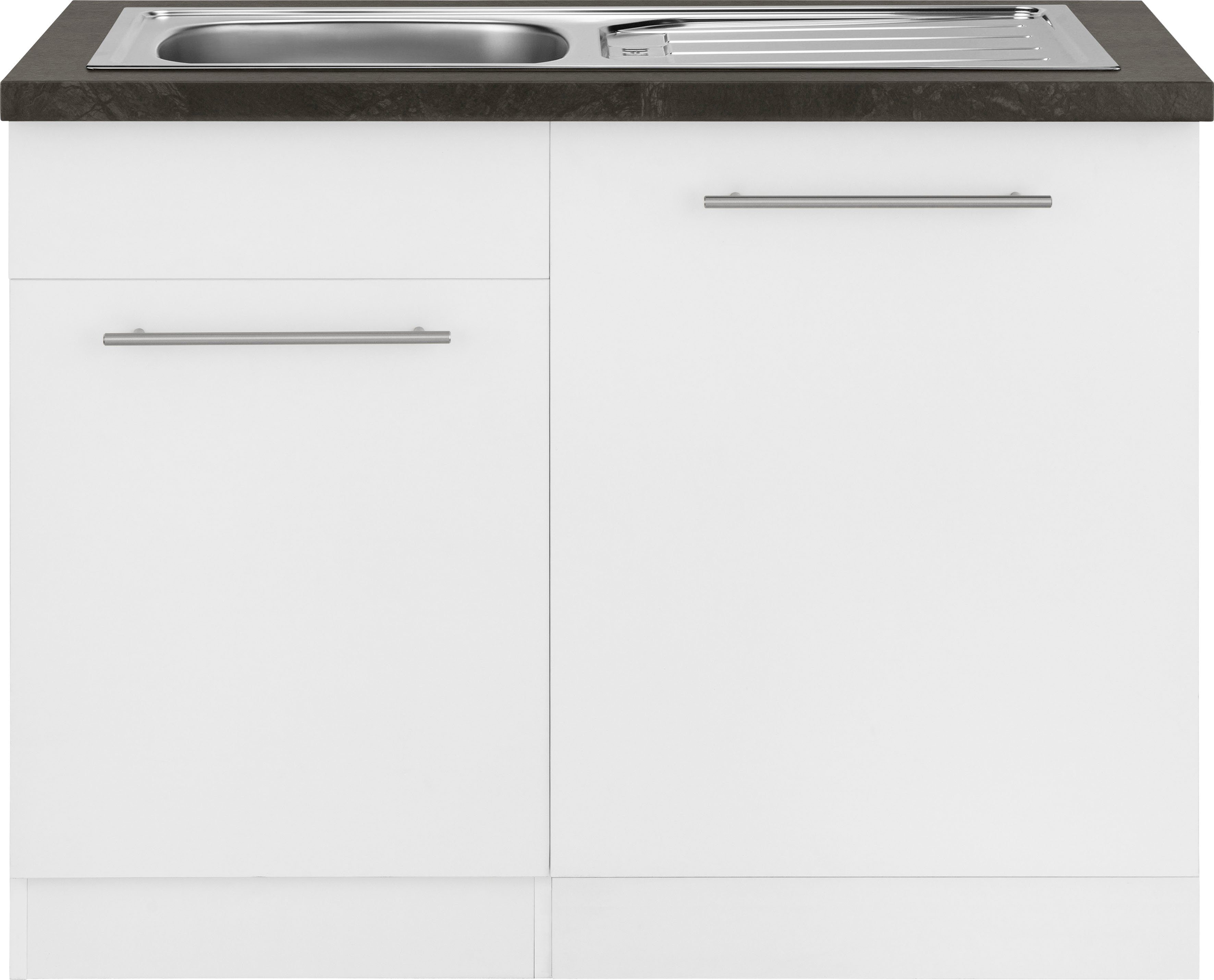 breit, Unna wiho Weiß Küchen cm inkl. 110 Spülenschrank Tür/Sockel/Griff Geschirrspüler schwarz weiß/granit | für