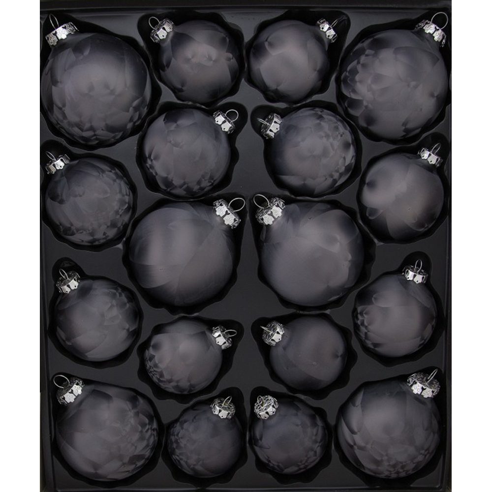 Thüringer Glasdesign Weihnachtsbaumkugel 18tlg. Weihnachtskugel Set Eislack (18 St)
