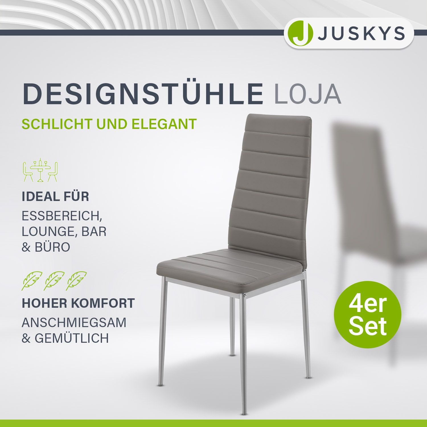 Juskys Esszimmerstuhl Loja (4 St), modern und bequem, pflegeleicht, bis 120 günstig online kaufen