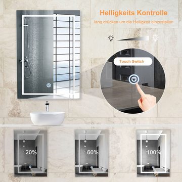 radelldar Badezimmerspiegelschrank Hängeschrank mit Spiegel und LED Badschrank Wandschrank hängend Badmöbel, 50x13x70cm