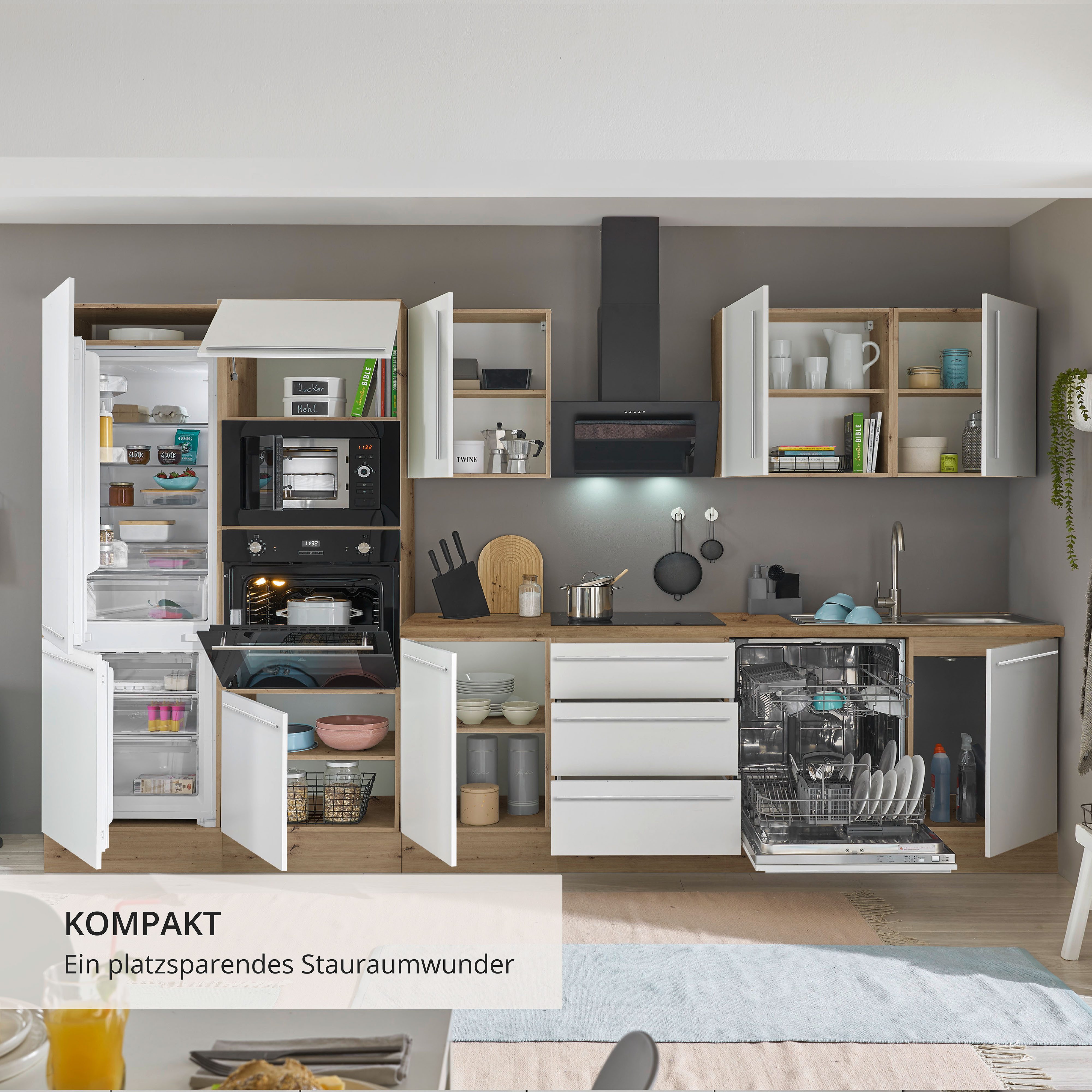 KOCHSTATION Küchenzeile Florida, Breite 340 cm, wahlweise mit E-Geräten,Softclose für Türen/Schubkästen