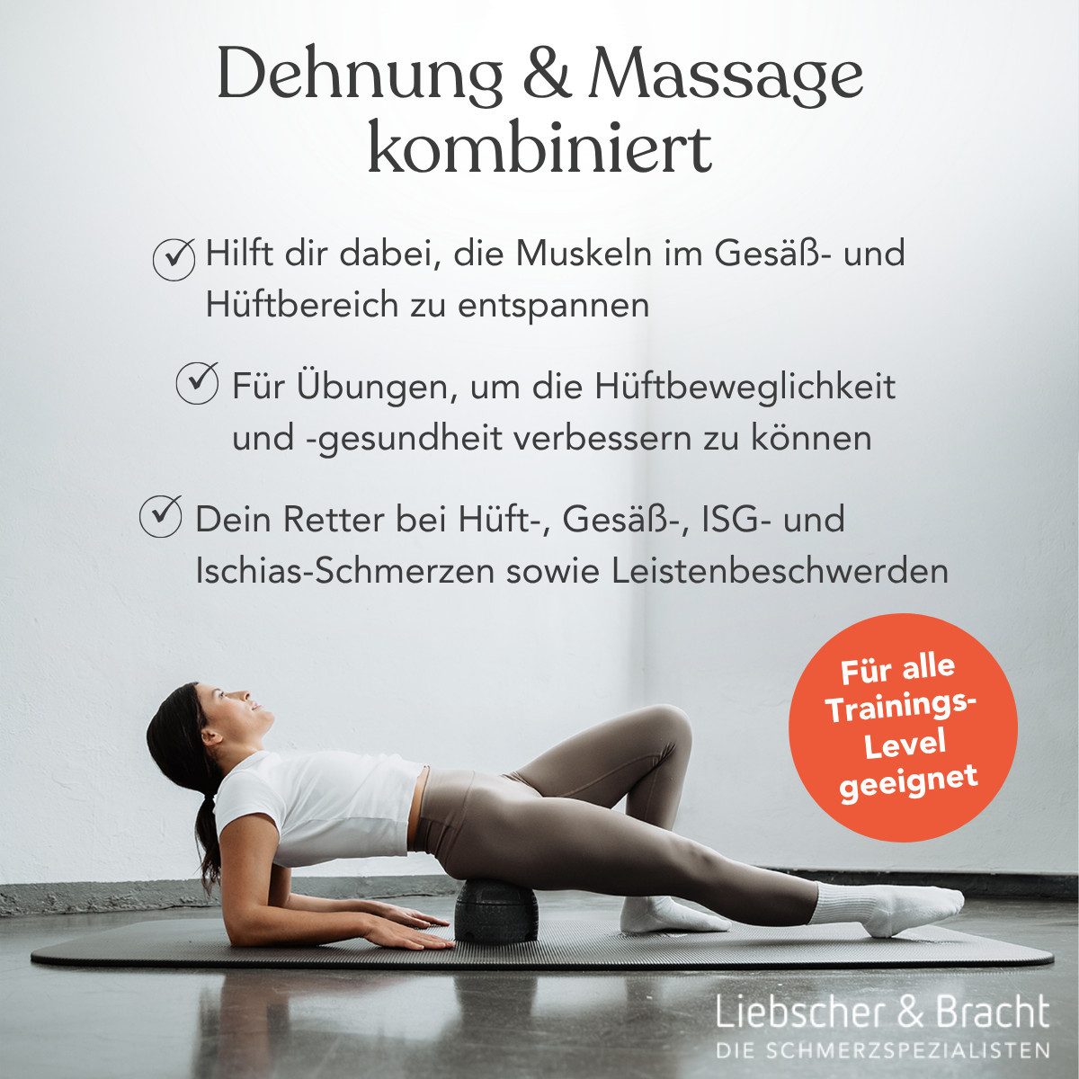 Liebscher & Bracht Massagesitzauflage Hüftretter/ ISG-Ischias-Retter, Für Anfänger & Fortgeschrittene: Kombiniere 5 Teile immer wieder neu