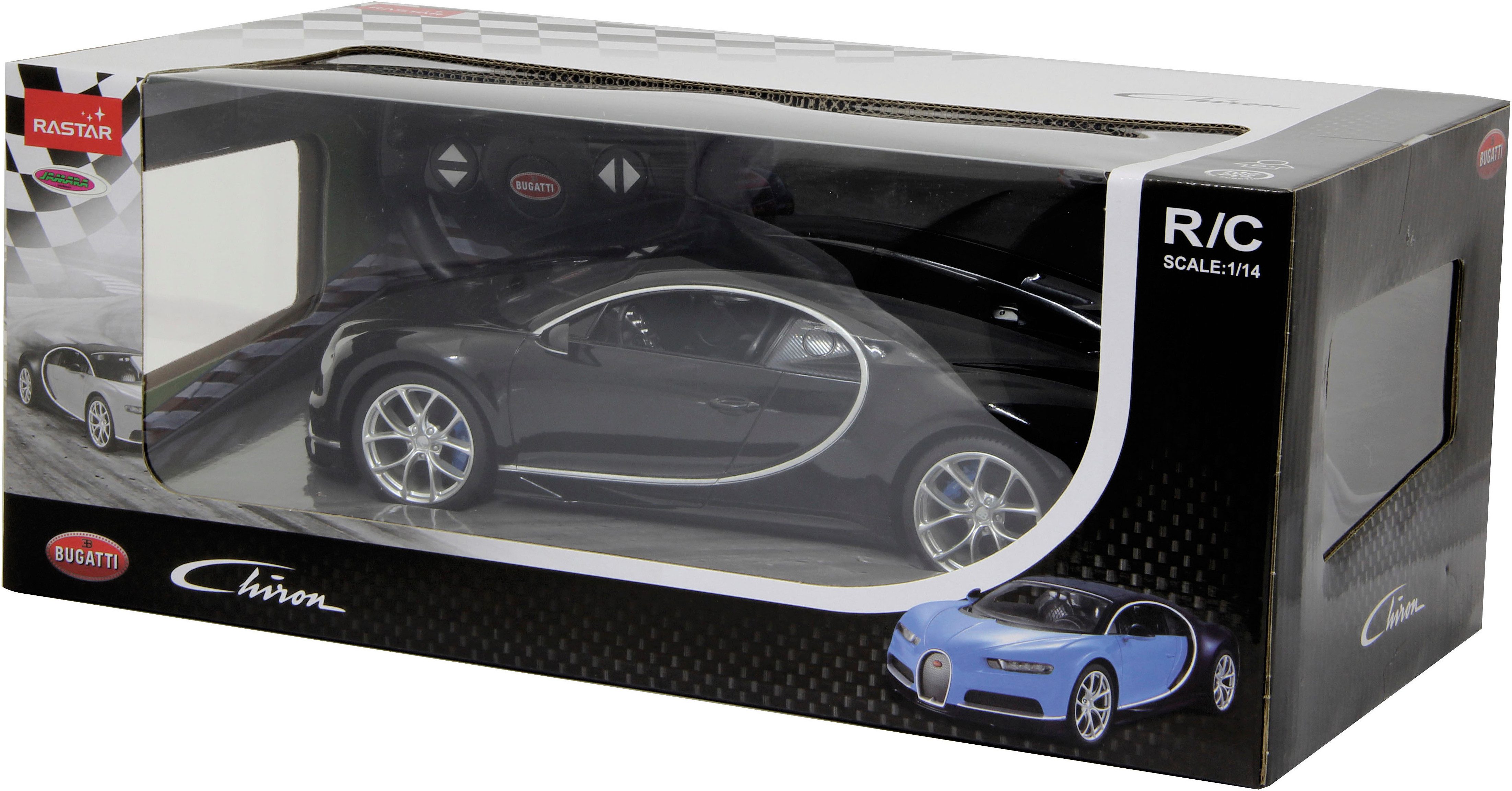 Jamara RC-Auto Deluxe Cars, Bugatti Chiron, 1:14, schwarz, 2,4GHz
