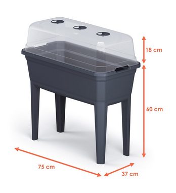 Spetebo Hochbeet Kunststoff Hochbeet mit Treibhaus-Deckel - 78x75cm (Packung, 1 tlg), Anzucht Gewächshaus auf Beinen