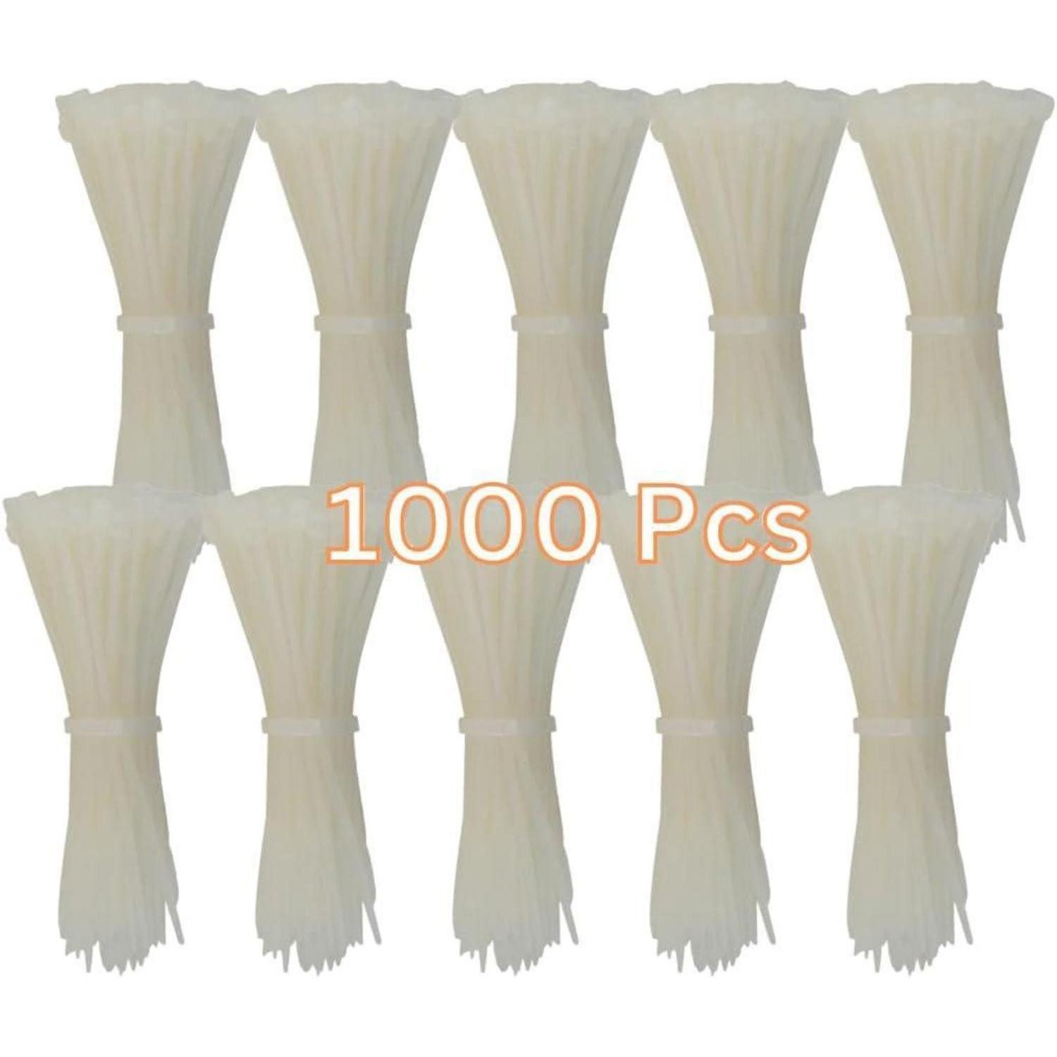 LuxusKollektion Kabelbinder Kabelbinder 1000 Transparent 2,5 mm 100 mm x 2,5 mm Weiß Naturfarben (1000-St)