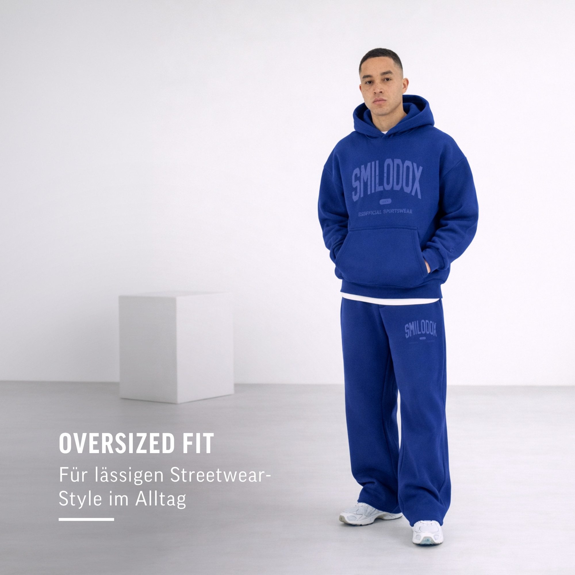 Smilodox Hoodie Oswin, Oversized Pullover Herren, Sweater mit Frontprint und Kapuze Baggy Fit, Weiches Sweatmaterial, ideal für Gym & Freizeit