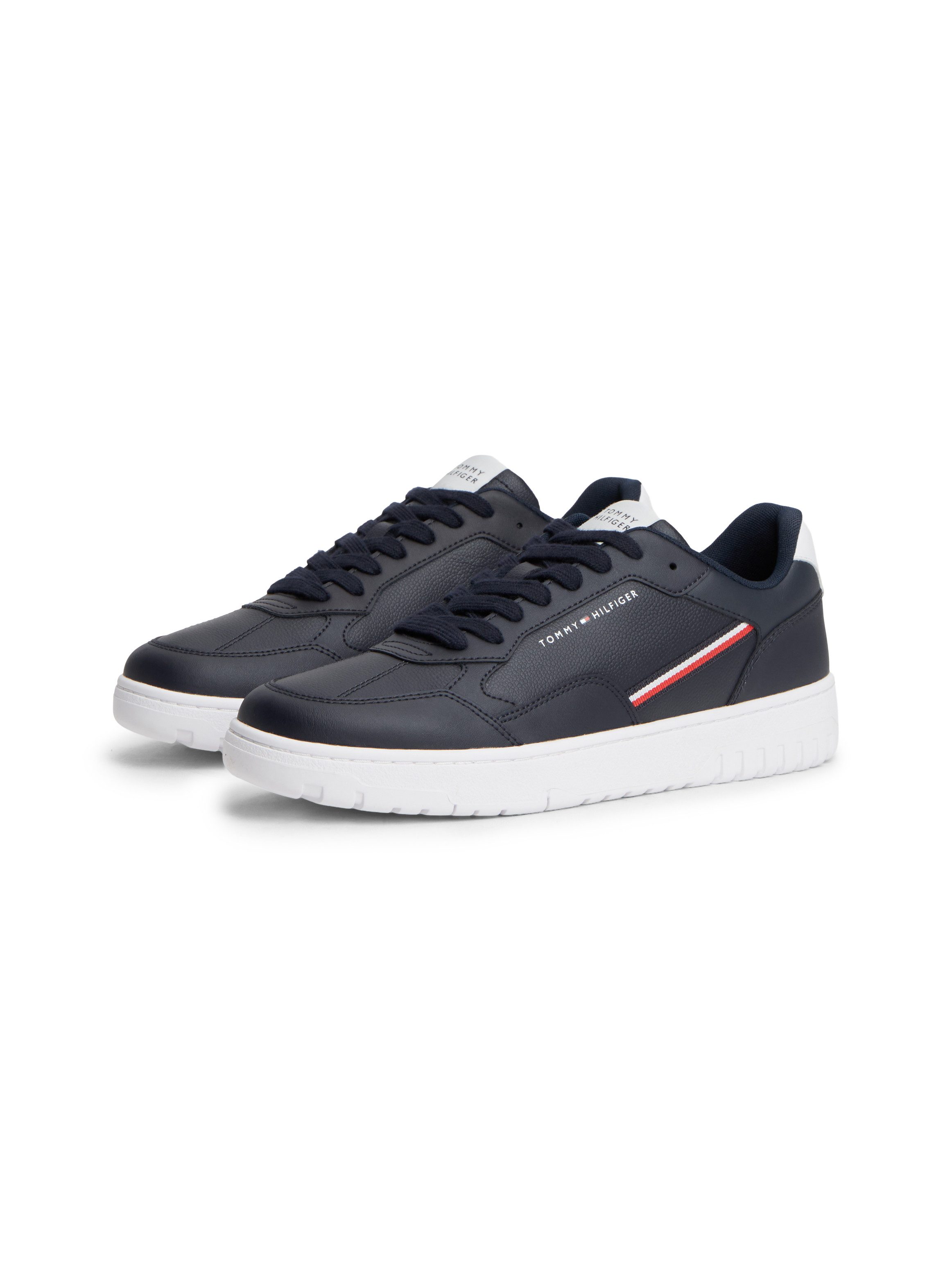 Tommy Hilfiger TH BASKET CORPORATE STRIPES Sneaker Schnürer, Halbschuh mit Textil-Streifen, in Tommy Farben
