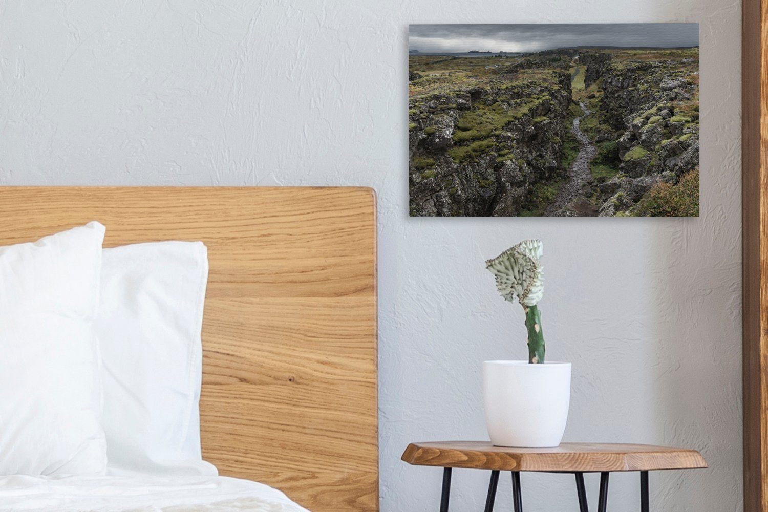 St), Landschaft Wanddeko, in Leinwandbilder, Die 30x20 Wandbild des OneMillionCanvasses® Island, Aufhängefertig, (1 Leinwandbild cm Þingvellir-Nationalparks