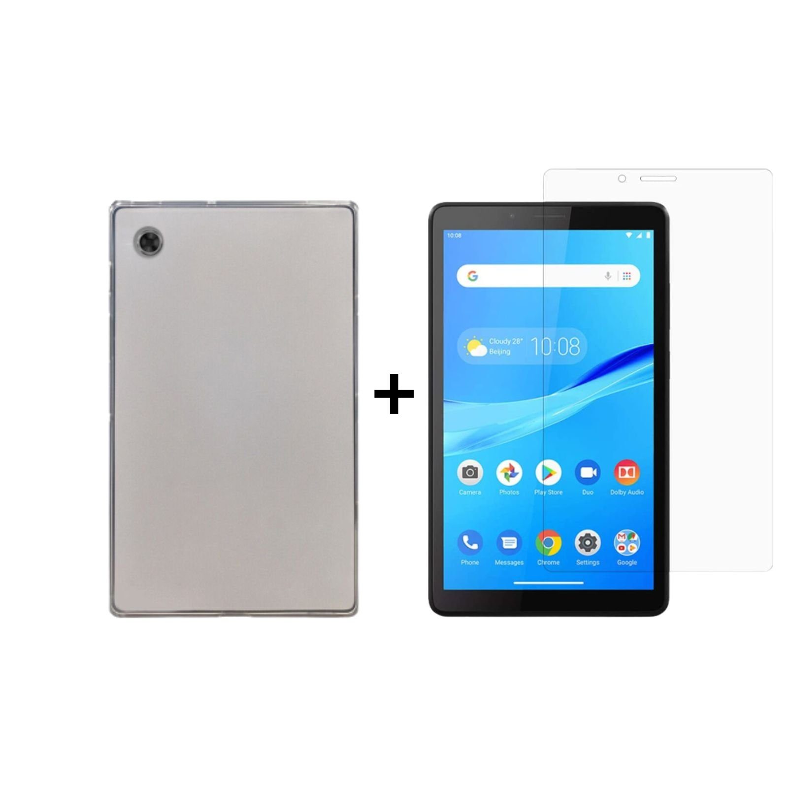 Lobwerk Tablet-Hülle 2in1 Set (Hülle + Glas) für Lenovo Tab M7 TB-7305F TB-7306F 7 Zoll, Sturzdämpfung, Flexibel, Waschbar