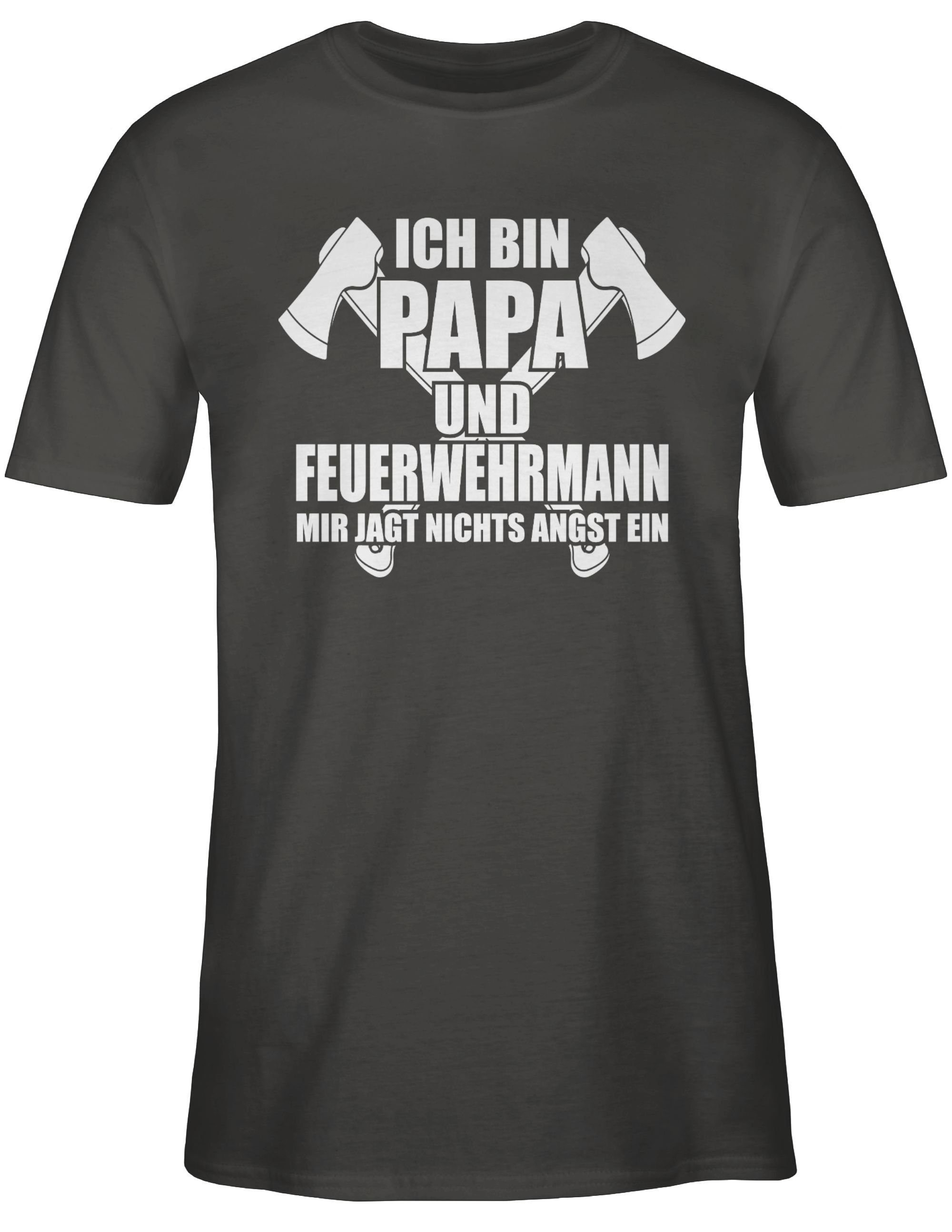 Papa Dunkelgrau bin Feuerwehr Ich Shirtracer Feuerwehr T-Shirt 3