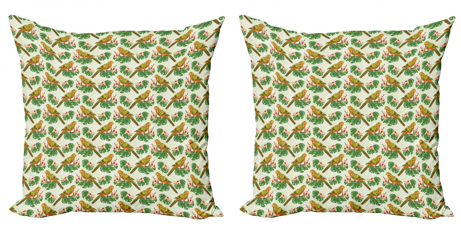 Kissenbezüge Modern Accent Doppelseitiger Digitaldruck, Abakuhaus (2 Stück), Philodendron Floral Exotischer Papagei