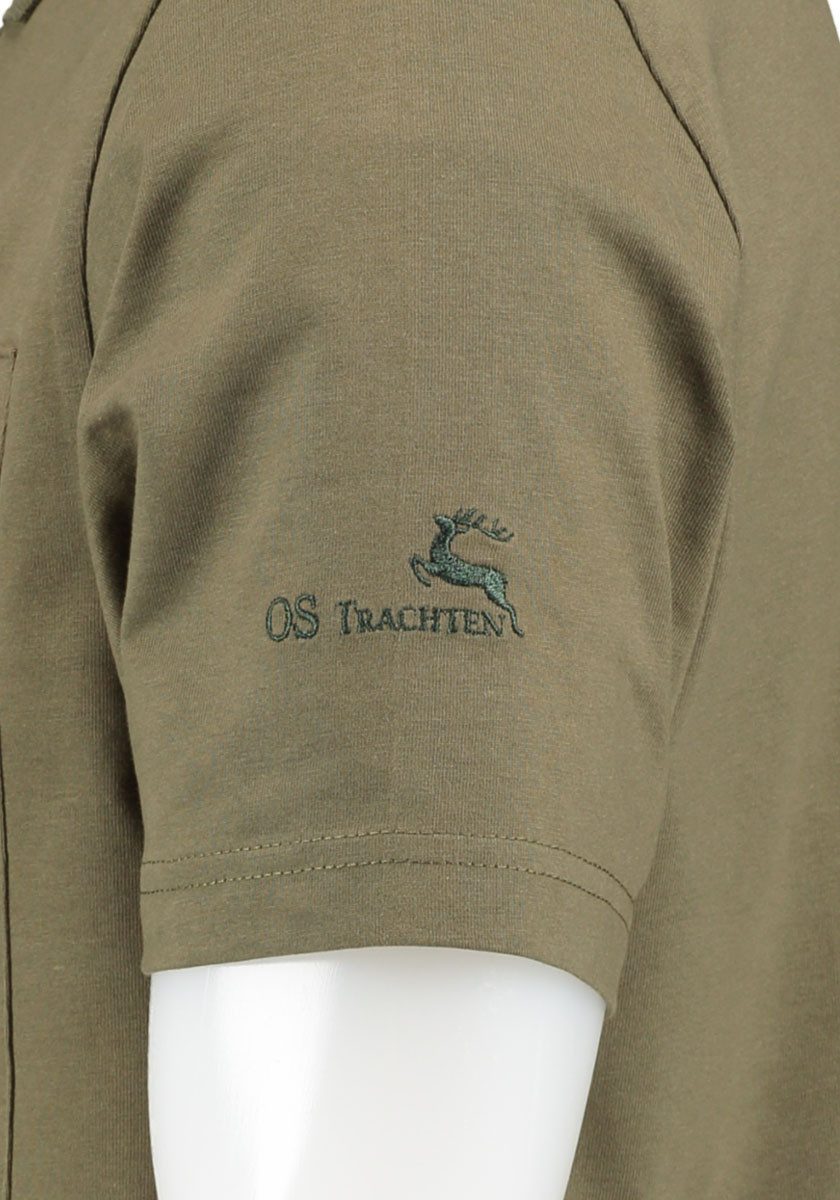 OS Trachten Poloshirt Fuzao Kurzarm Jagdshirt mit Patten- und Reißverschlusstachen